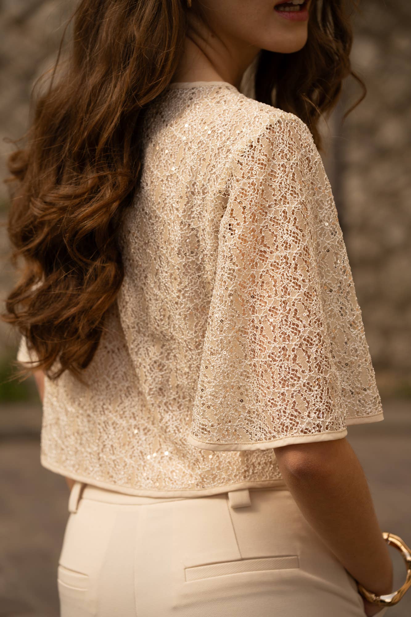 Meleni Sequin Lace Top