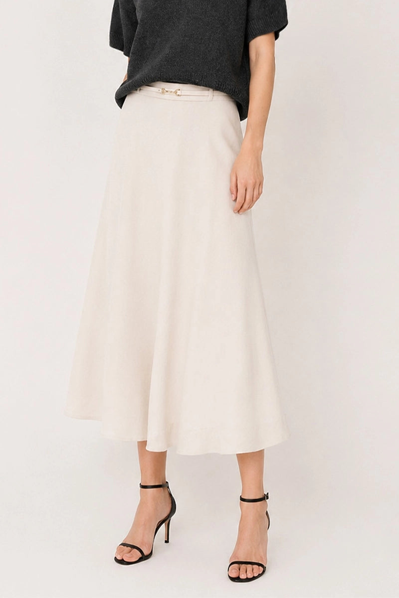 Greata Suede A Line Midi Skirt