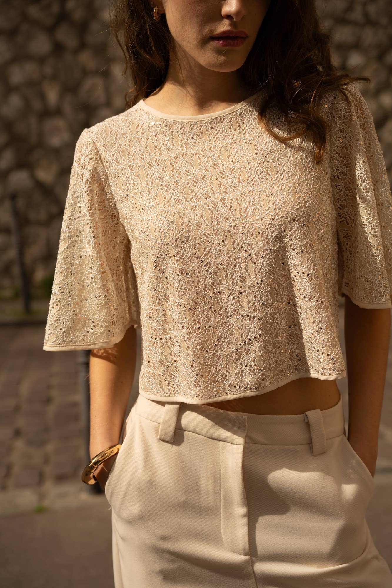 Meleni Sequin Lace Top