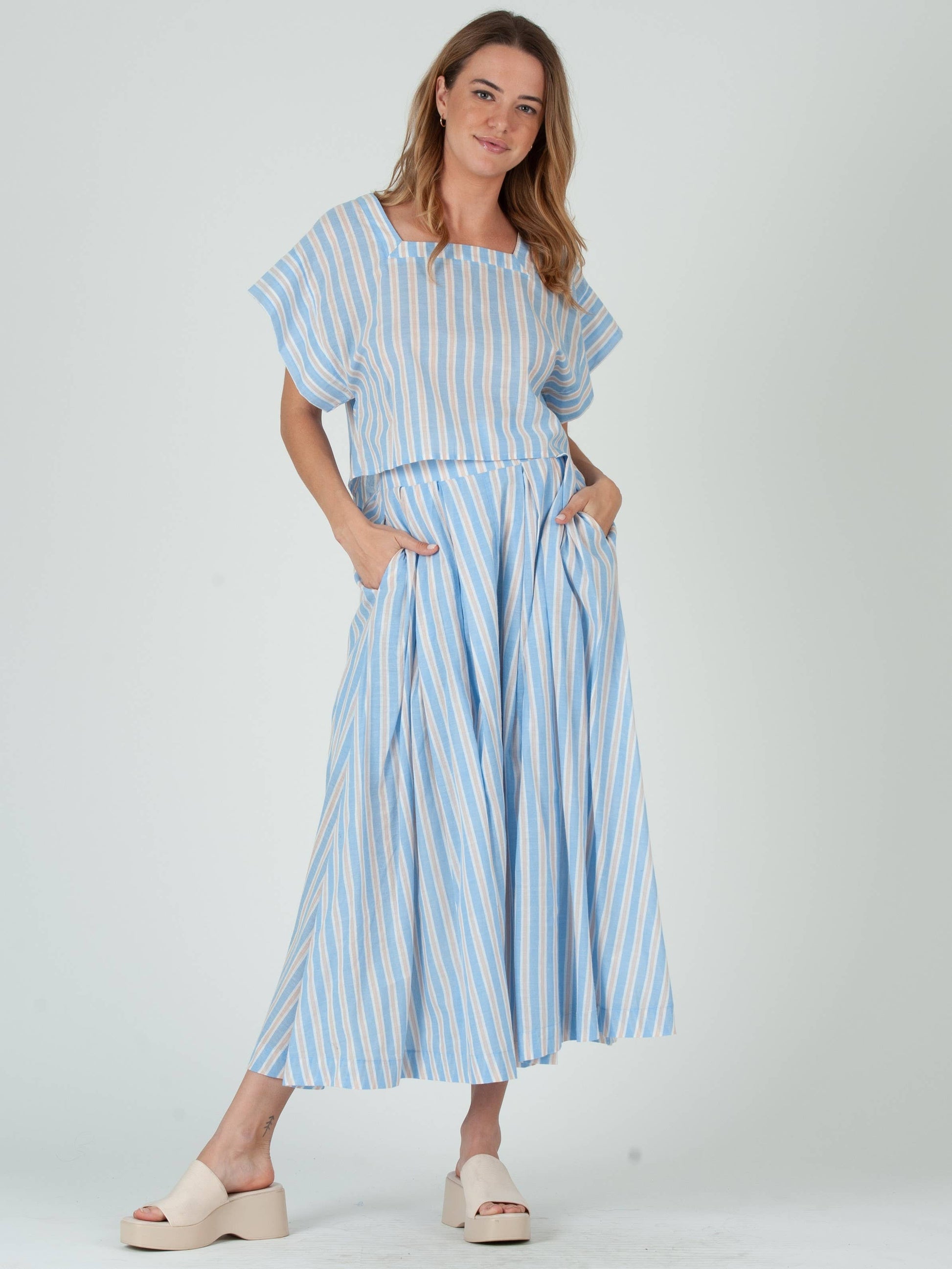 Creamy Striped Skirt