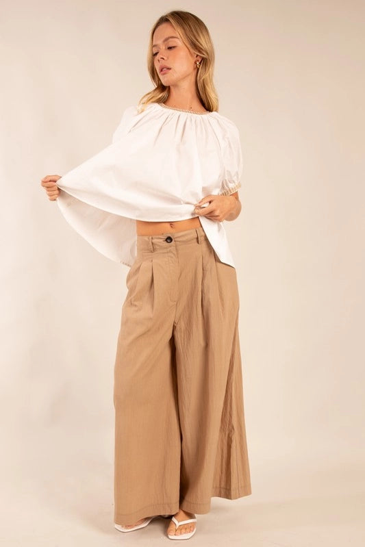 High-Waisted Wide Leg Pleated Pants