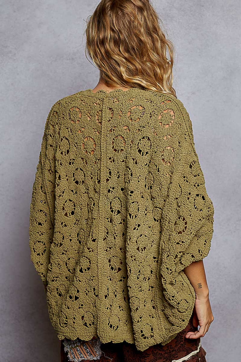 Crochet Chenille Cardigan