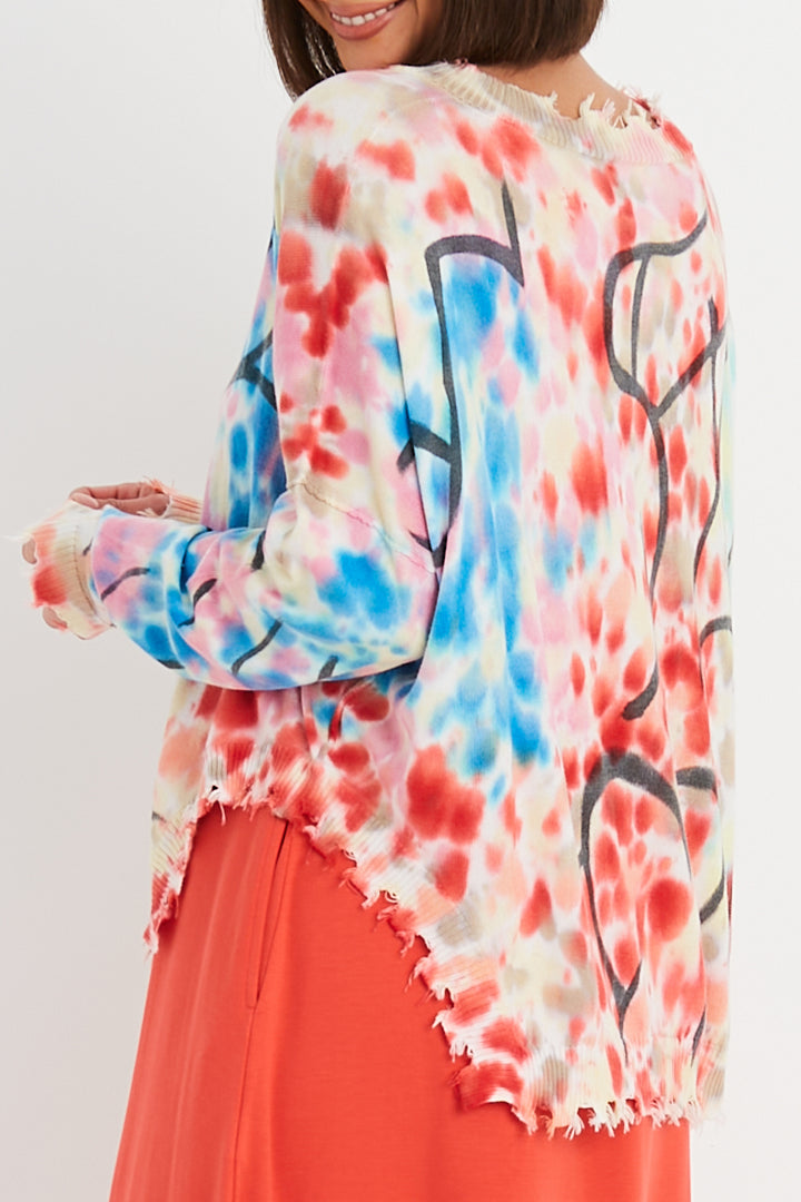 Pima Cotton Graffiti Crewneck Sweater