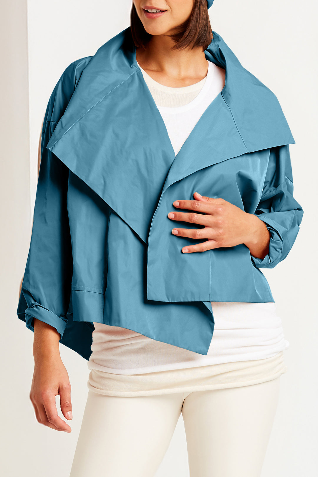 Nylon Cropped Asymmetrical Jacket