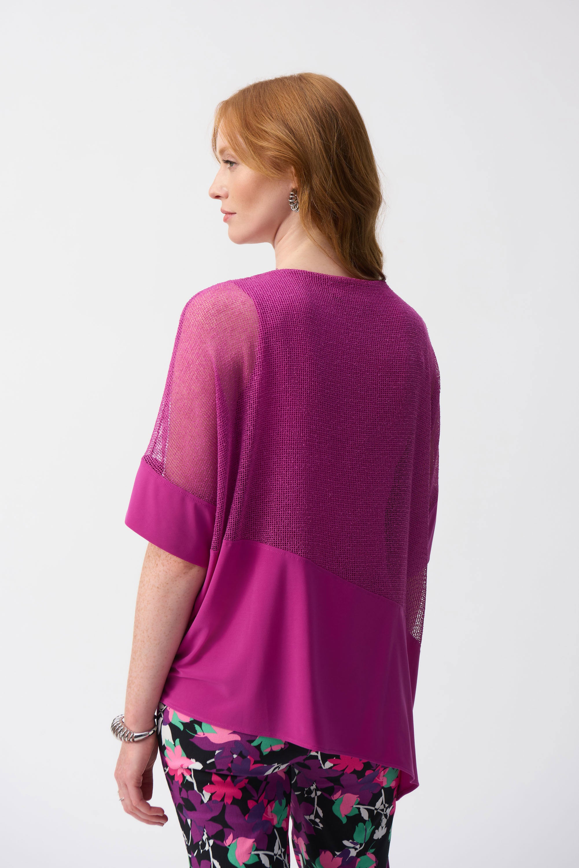 Mesh And Silky Knit Cocoon Top