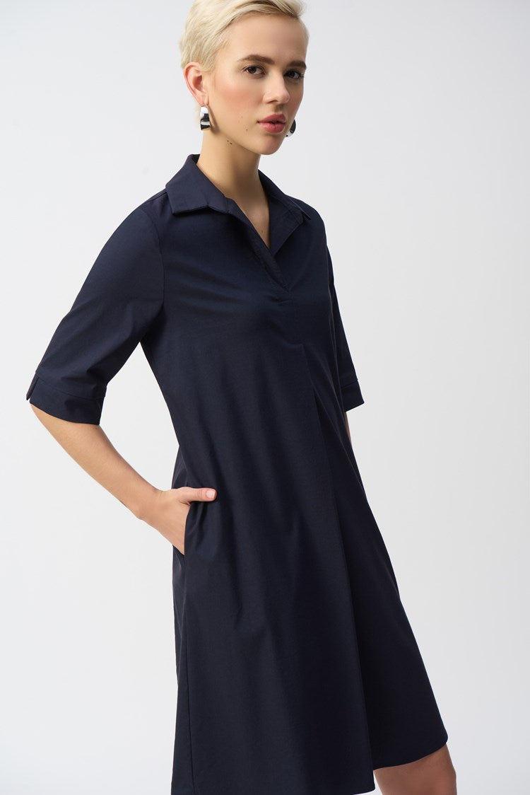 Stretch Poplin Trapeze Dress