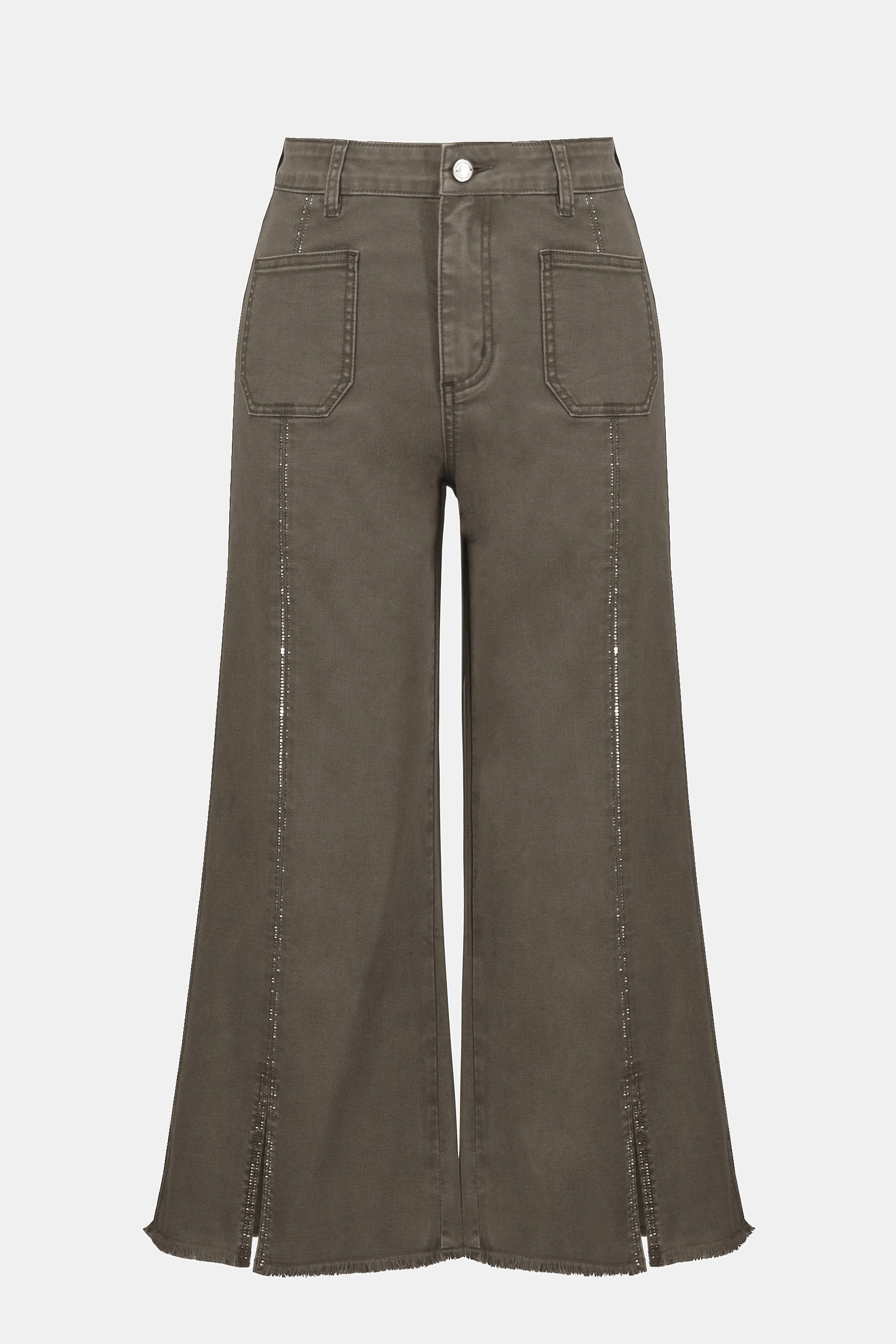 Culotte Jeans With Embellished Front Seam
