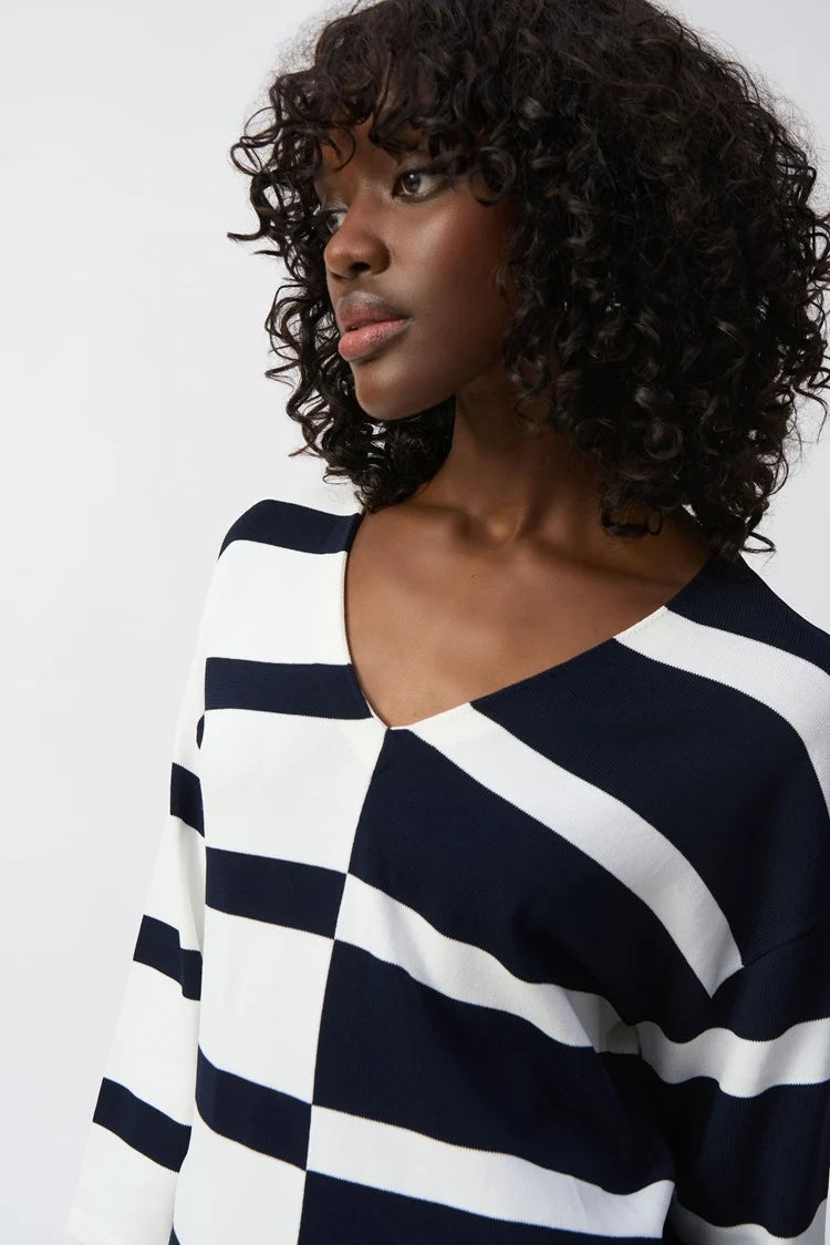 Striped Sweater Knit V-Neck Pullover