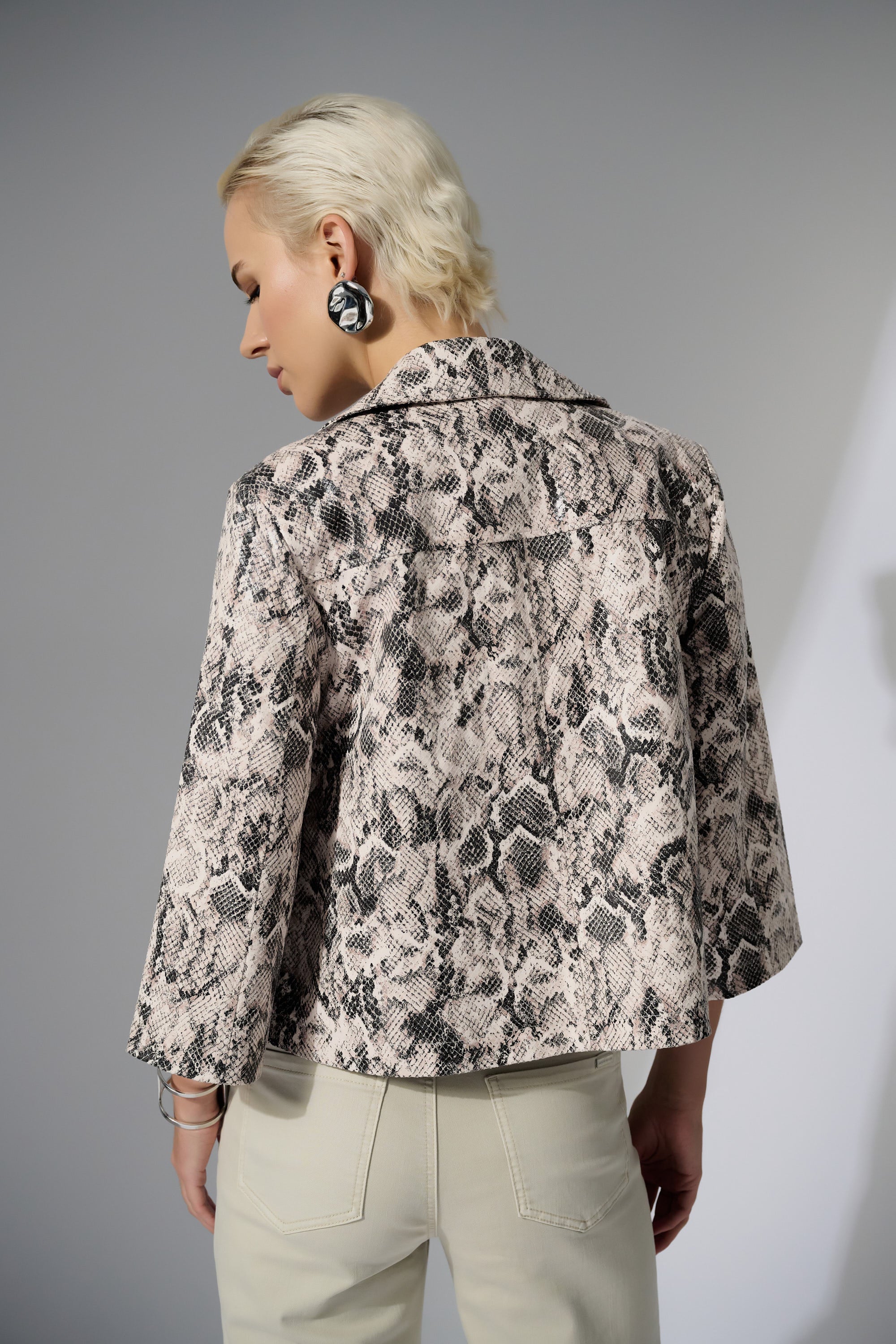 Silky Knit Python Print Swing Jacket