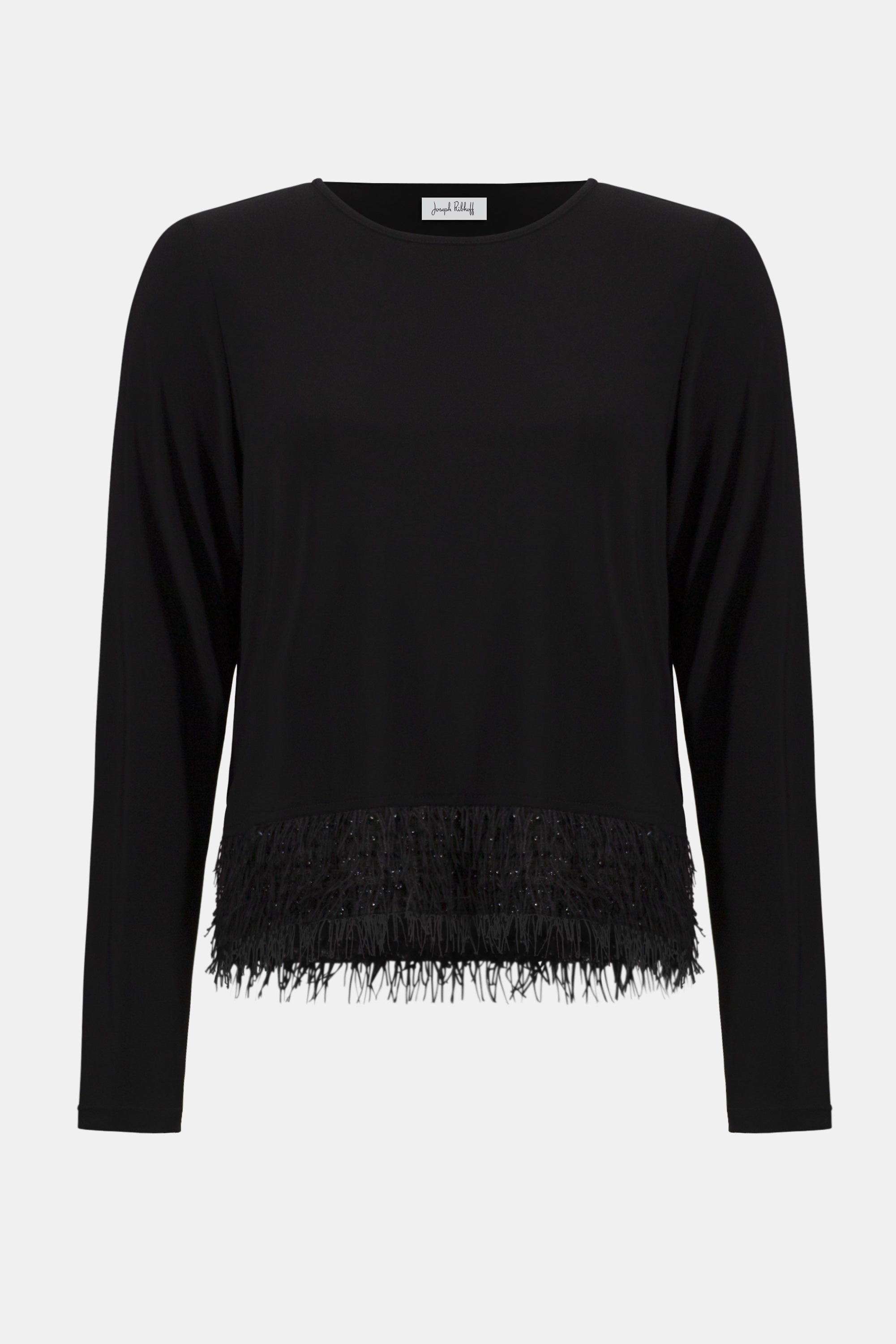 Silky Knit Top with Novelty Fringe Hem
