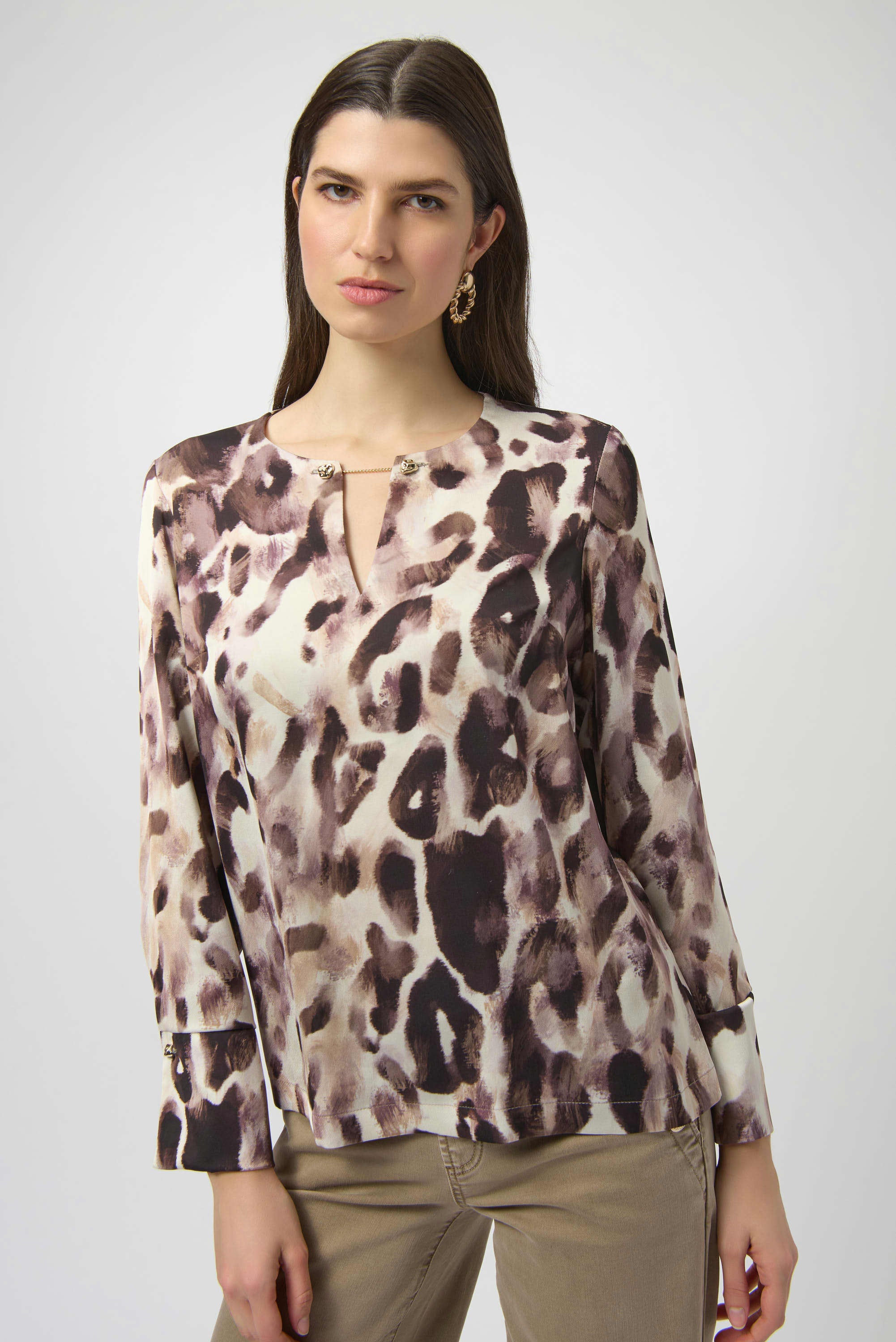 Recycled Satin Animal Print Straight Top