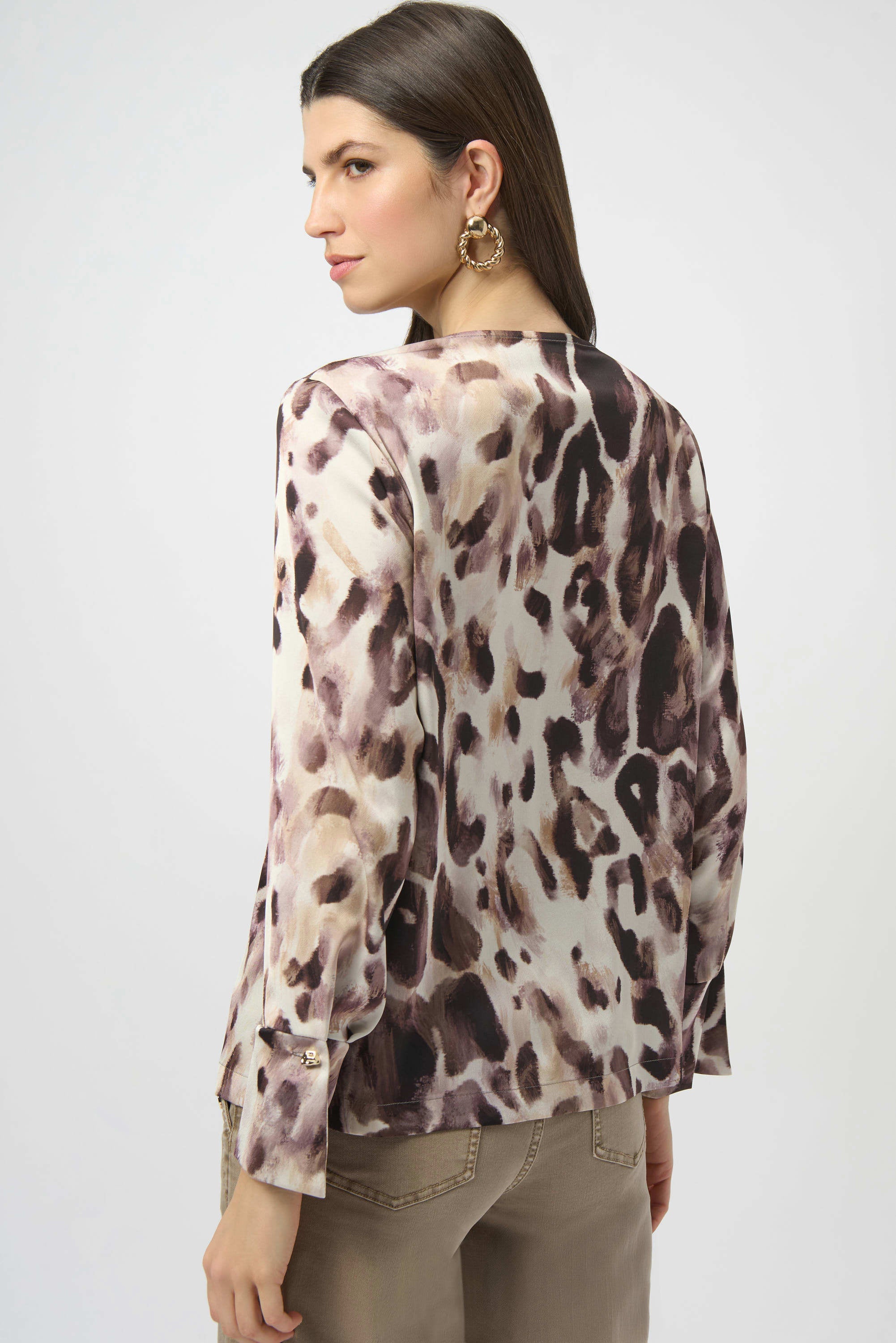 Recycled Satin Animal Print Straight Top