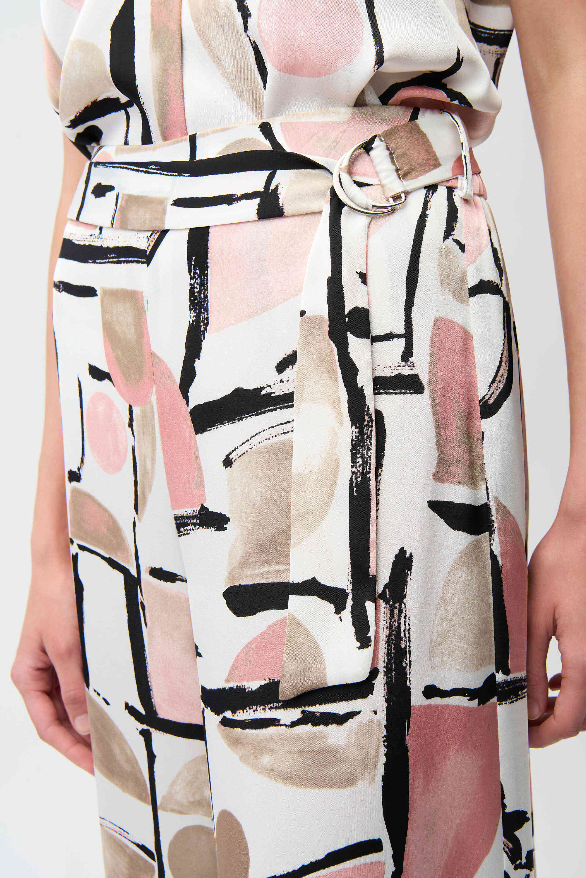 Recycled Satin Abstract Print Wide Leg Pull-On Pants