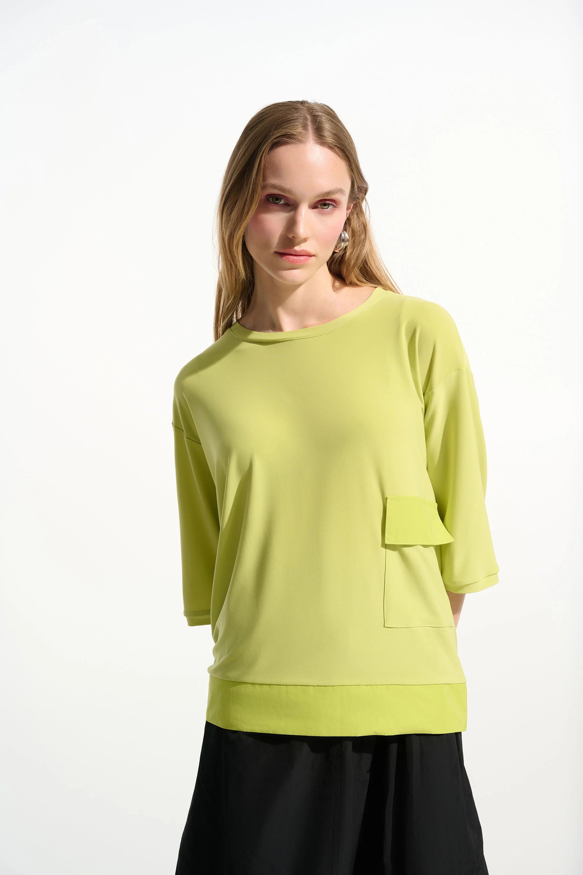 Silky Knit And Memory Boxy Tunic With Pocket Detail