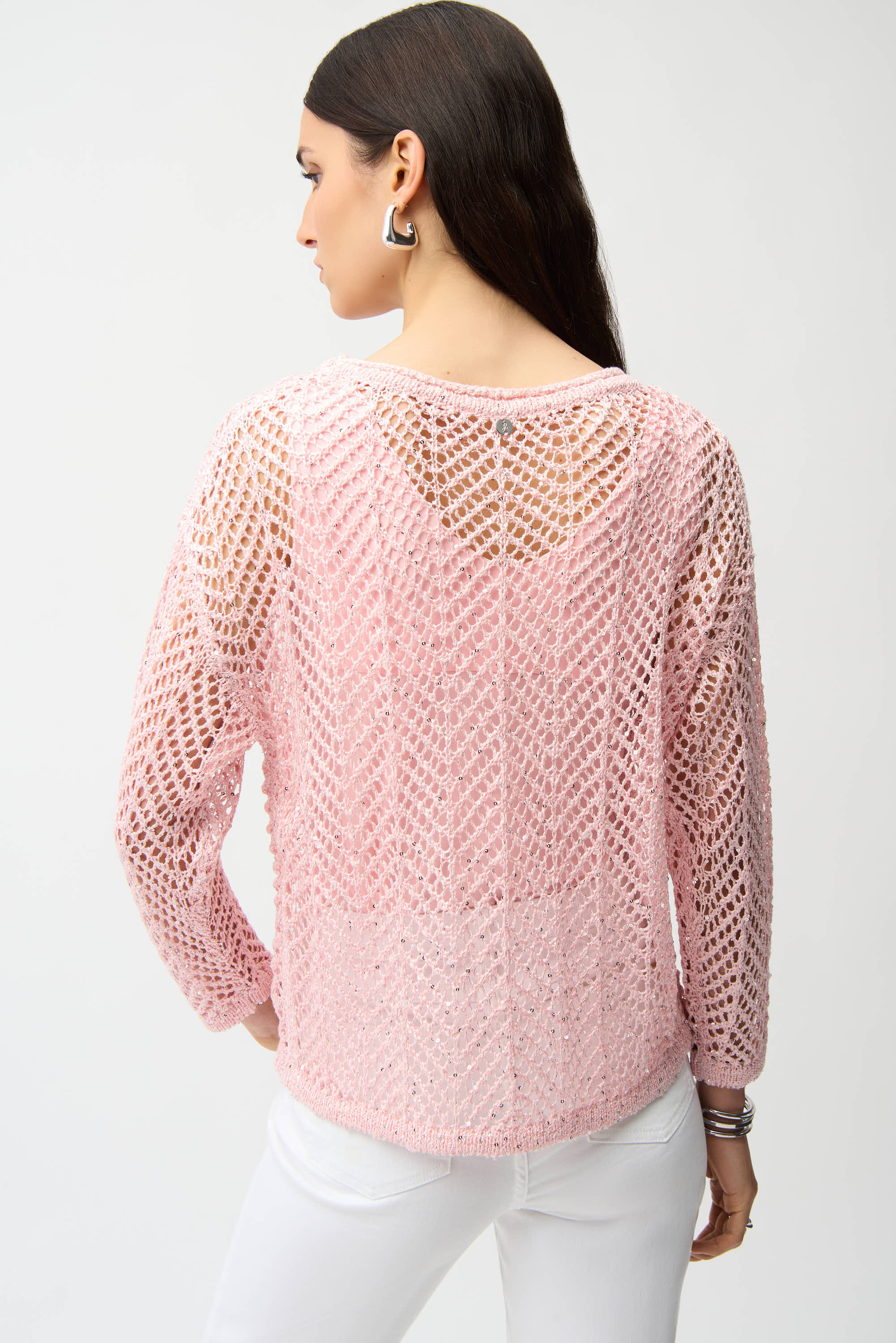 Sequins Yarn Chevron Print Sweater
