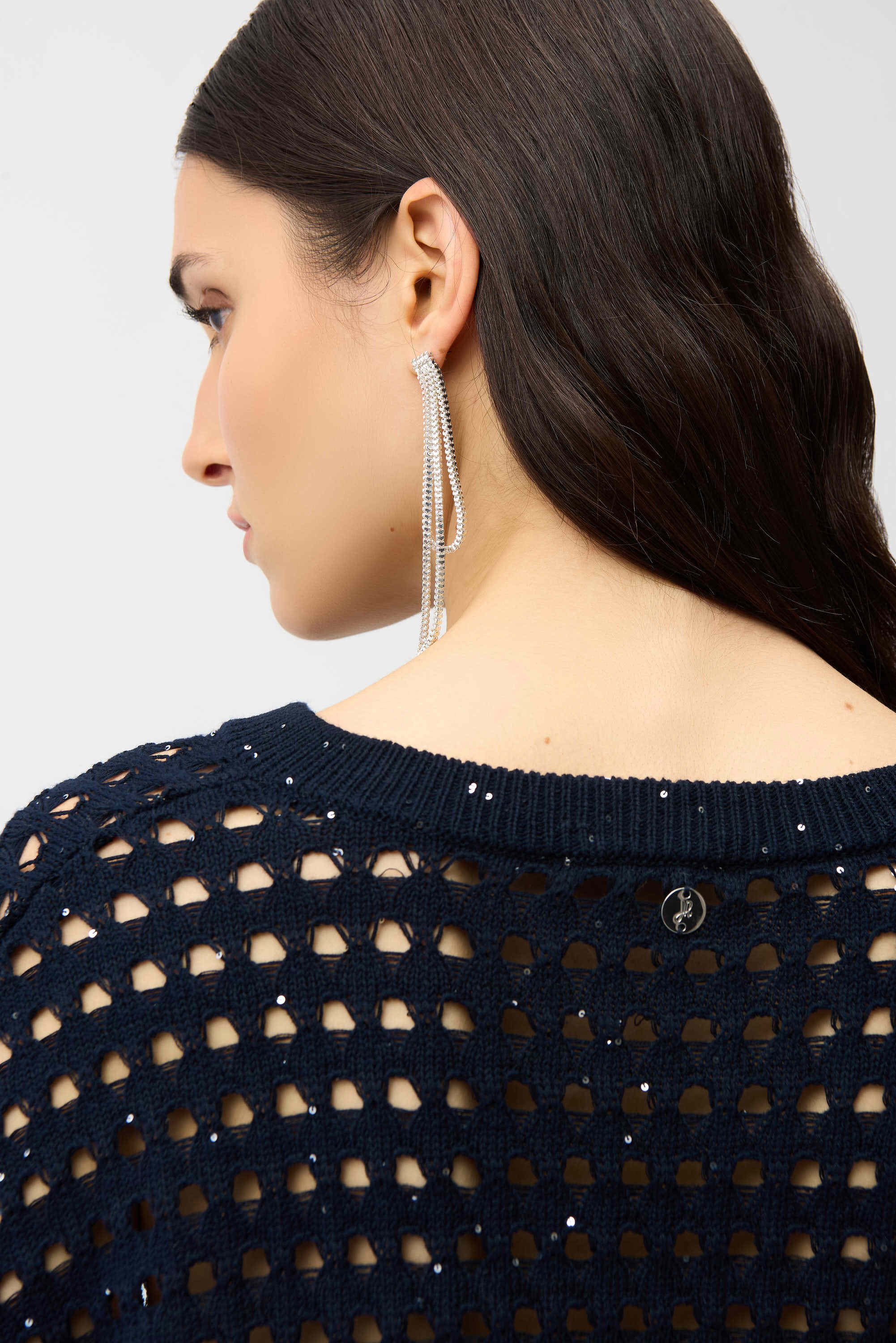 Cotton Blend Open Stitch Boxy Sweater