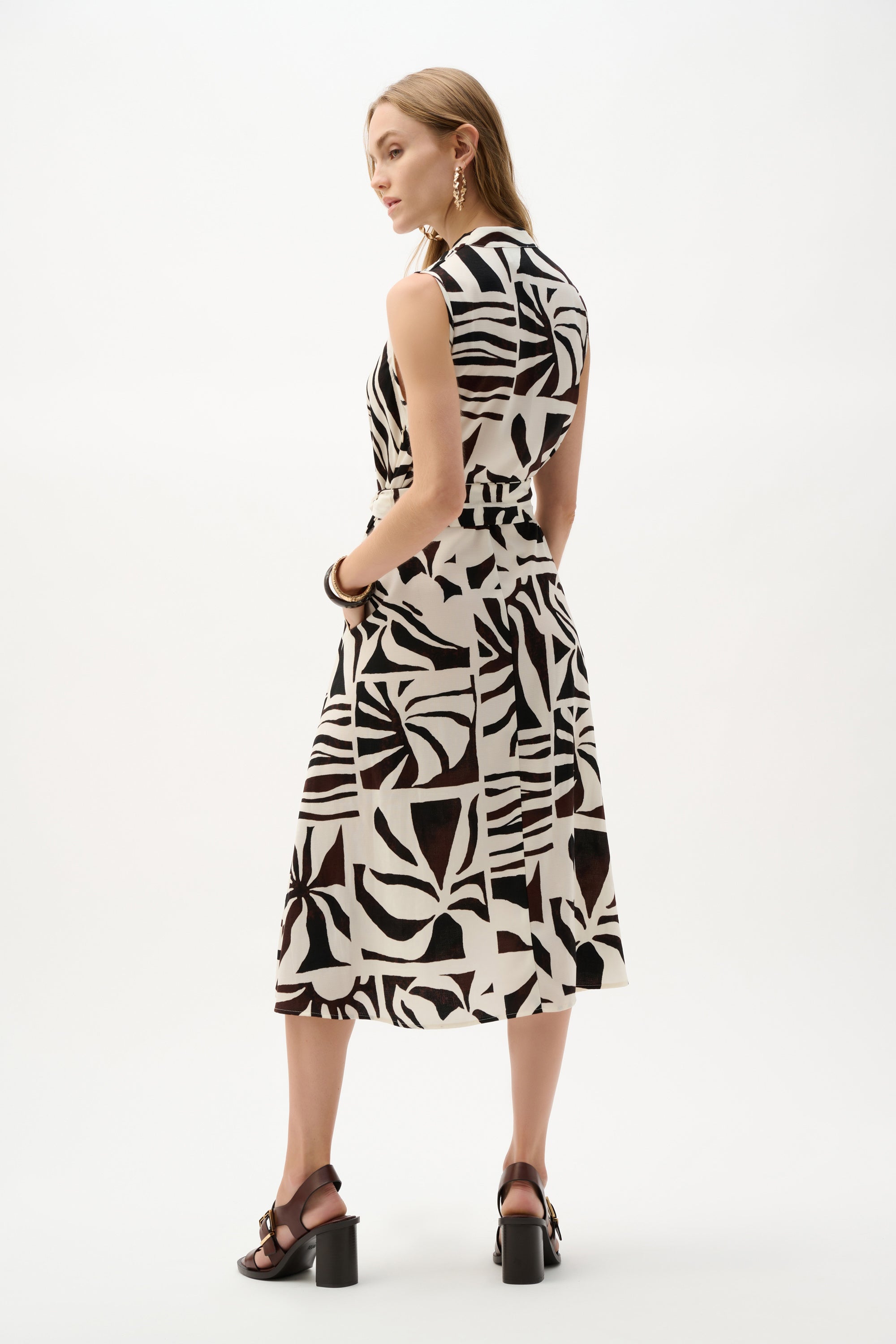 Gauze Tropical Print Fit And Flare Wrap Dress