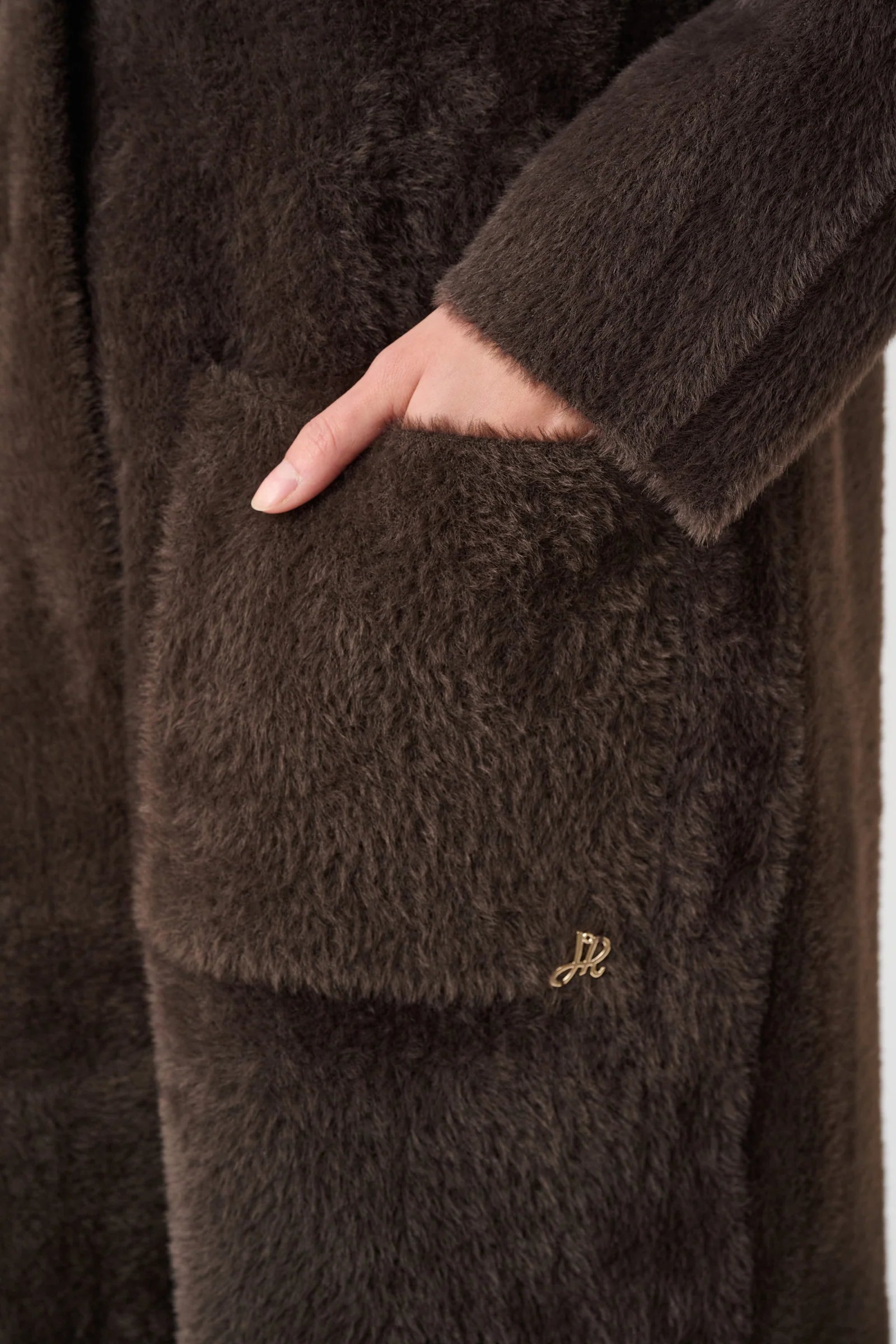 Detachable Faux-Fur Shawl Collar Coat