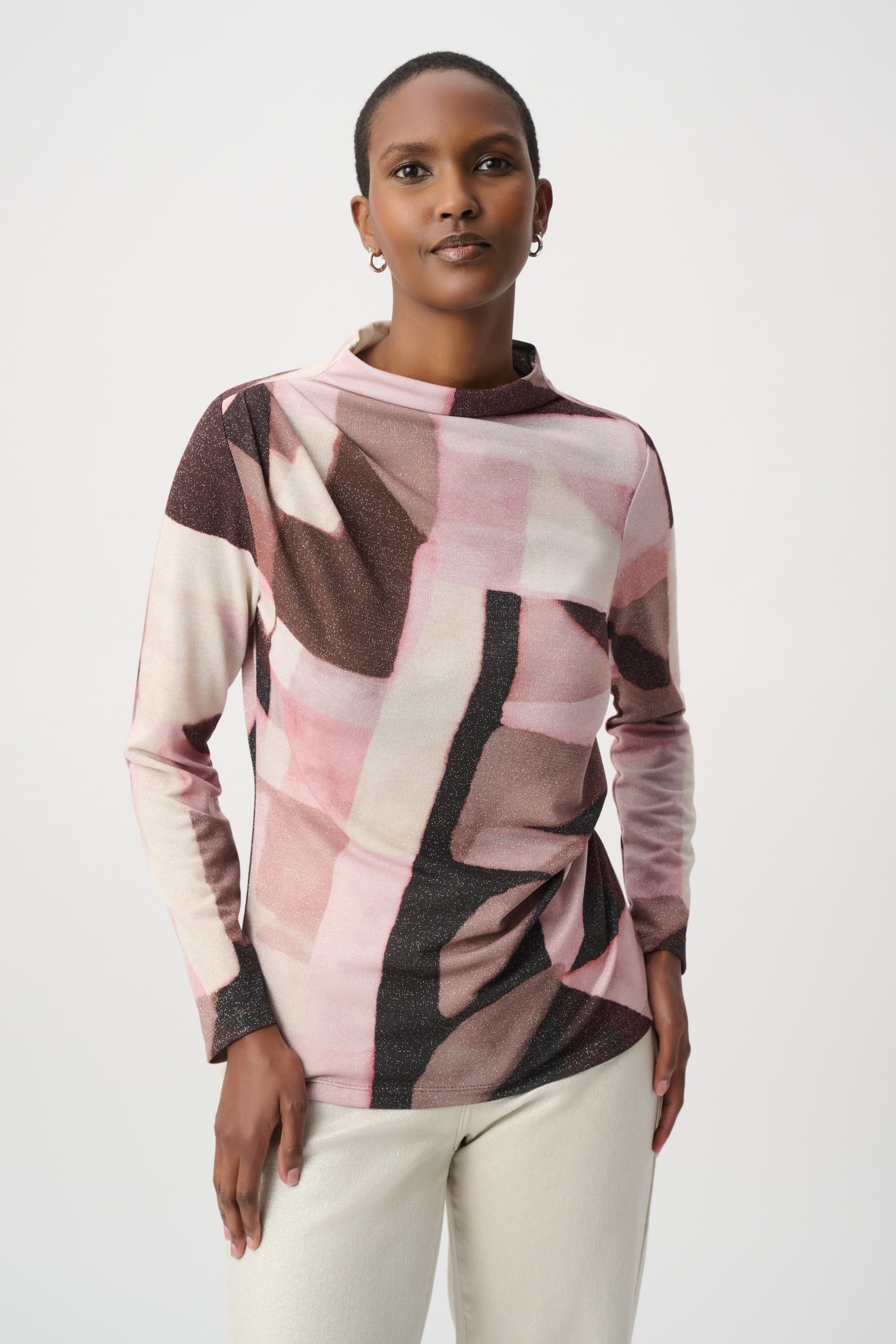 Geometric Print Lurex Sweater