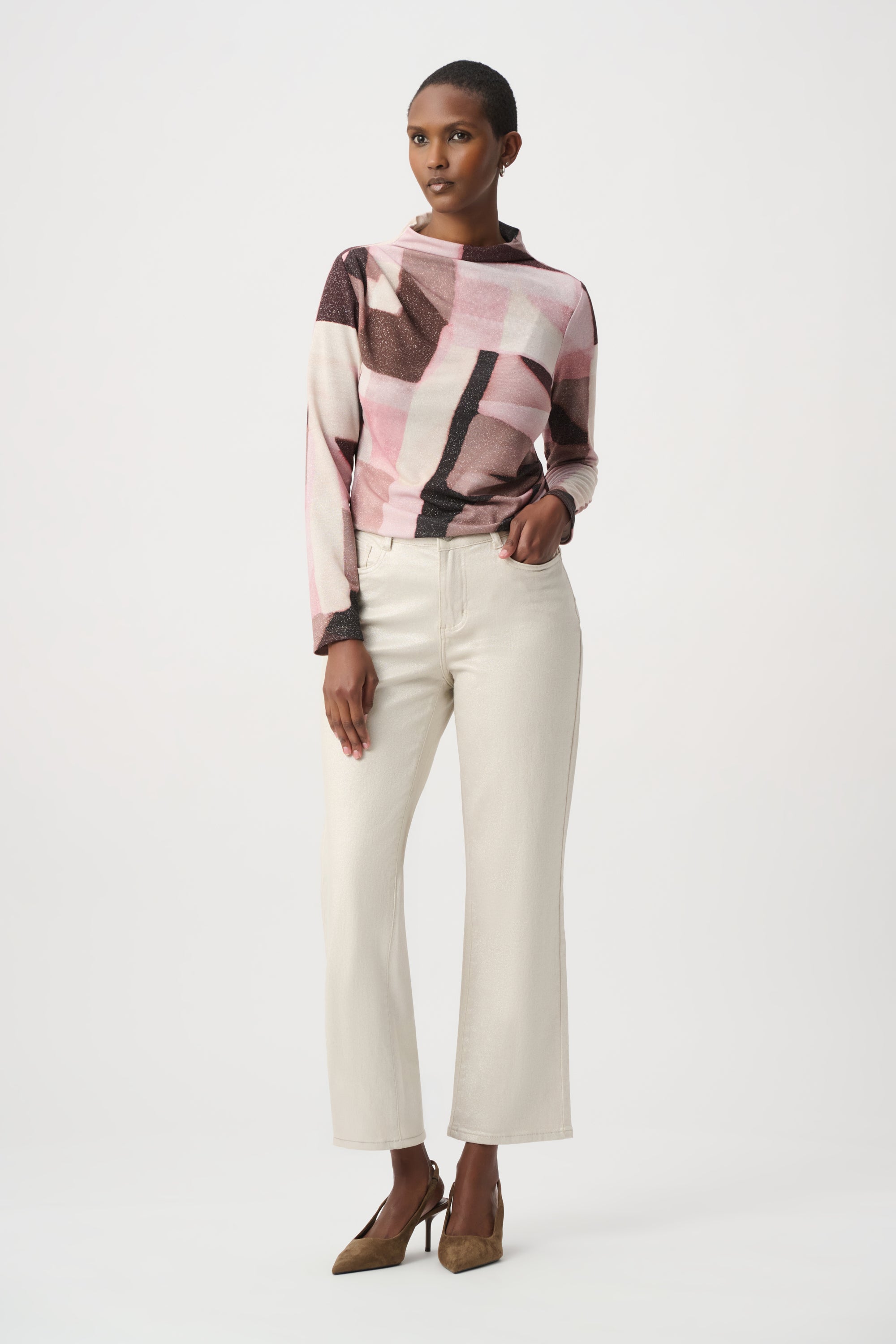 Geometric Print Lurex Sweater