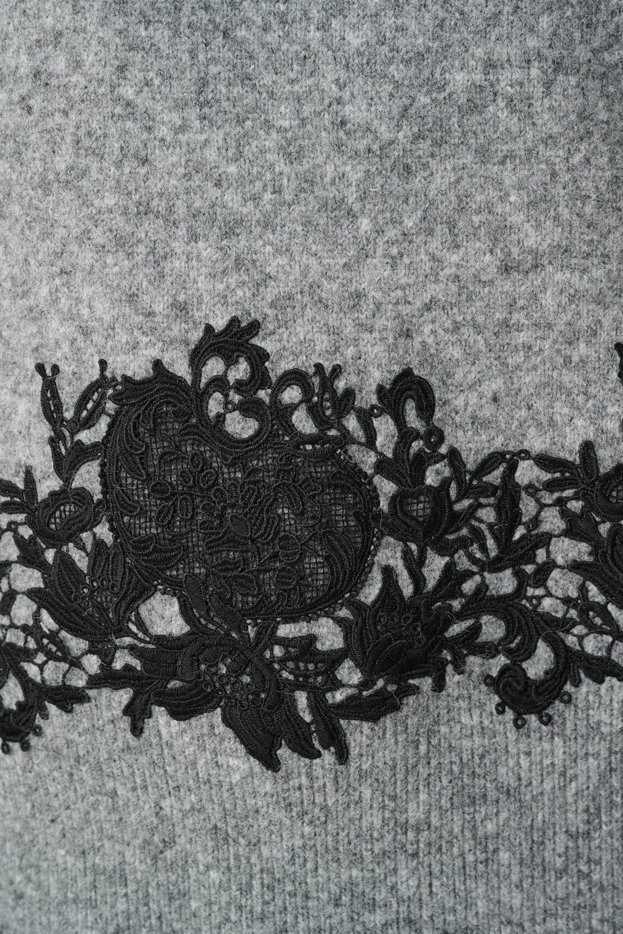Lace Applique Mock Neck Sweater