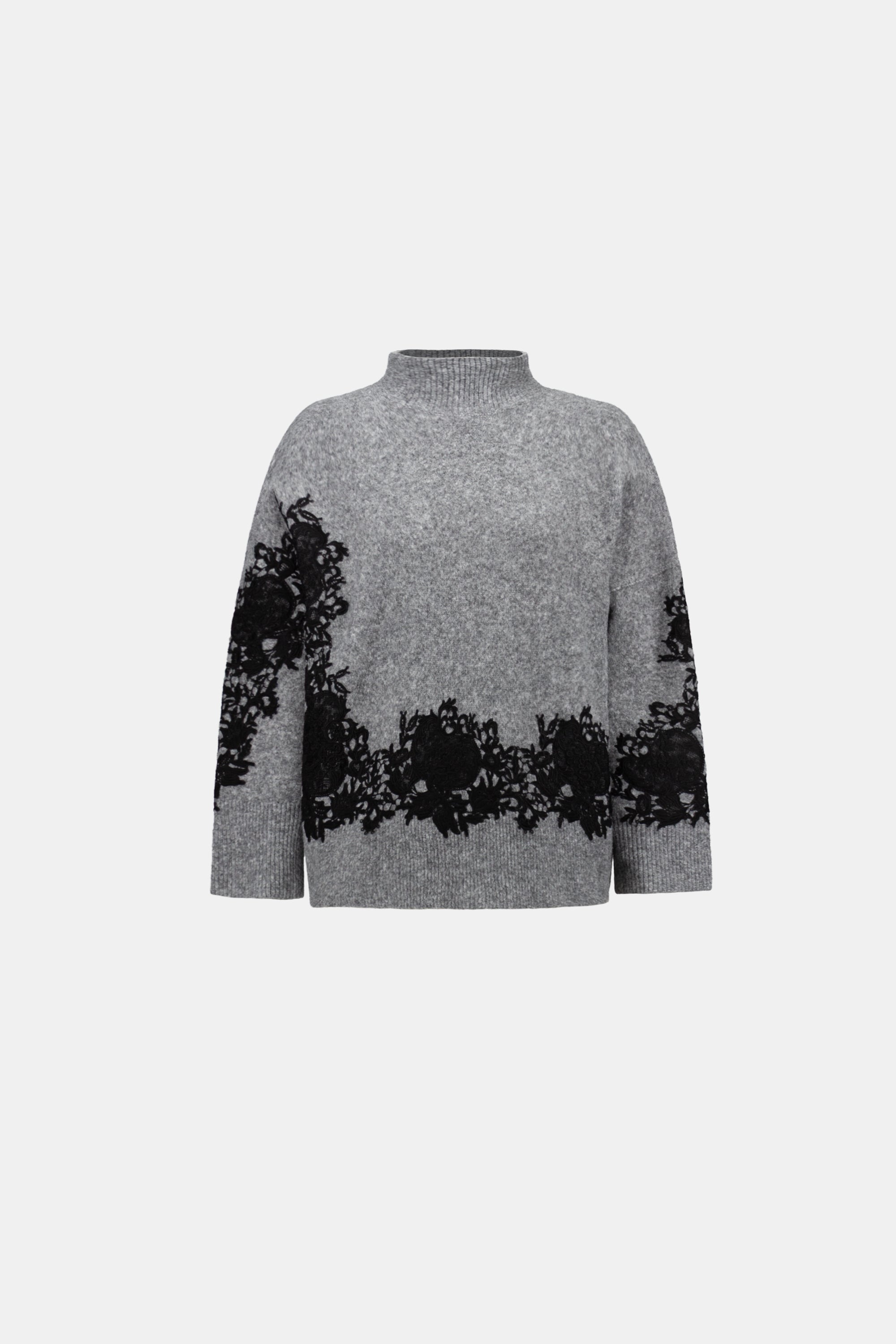 Lace Applique Mock Neck Sweater
