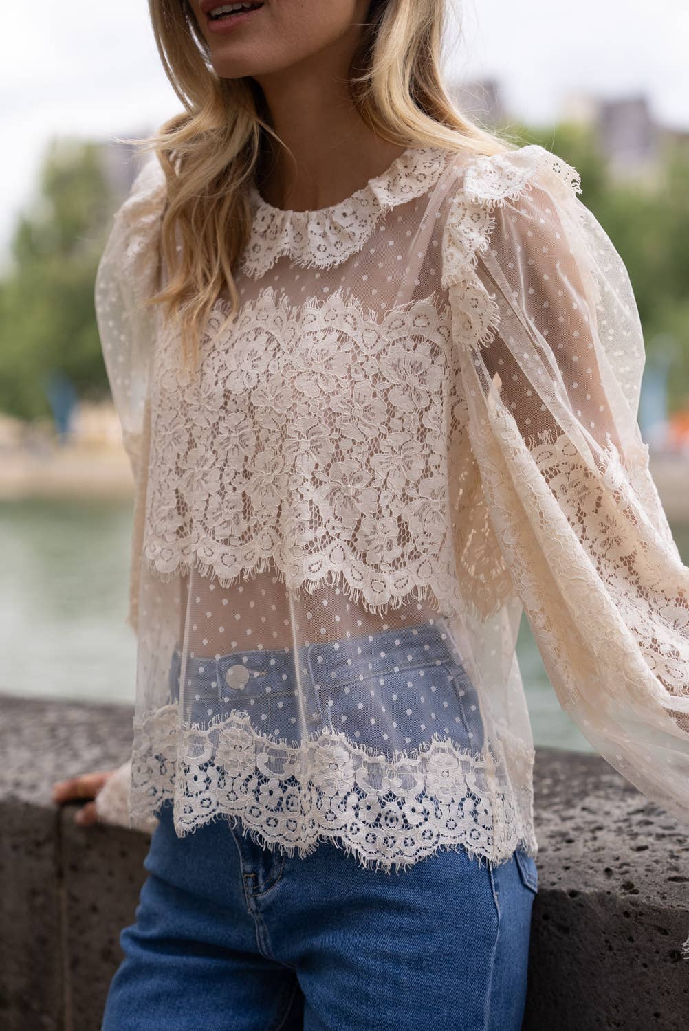 Victoire Blouse With Lace Collar