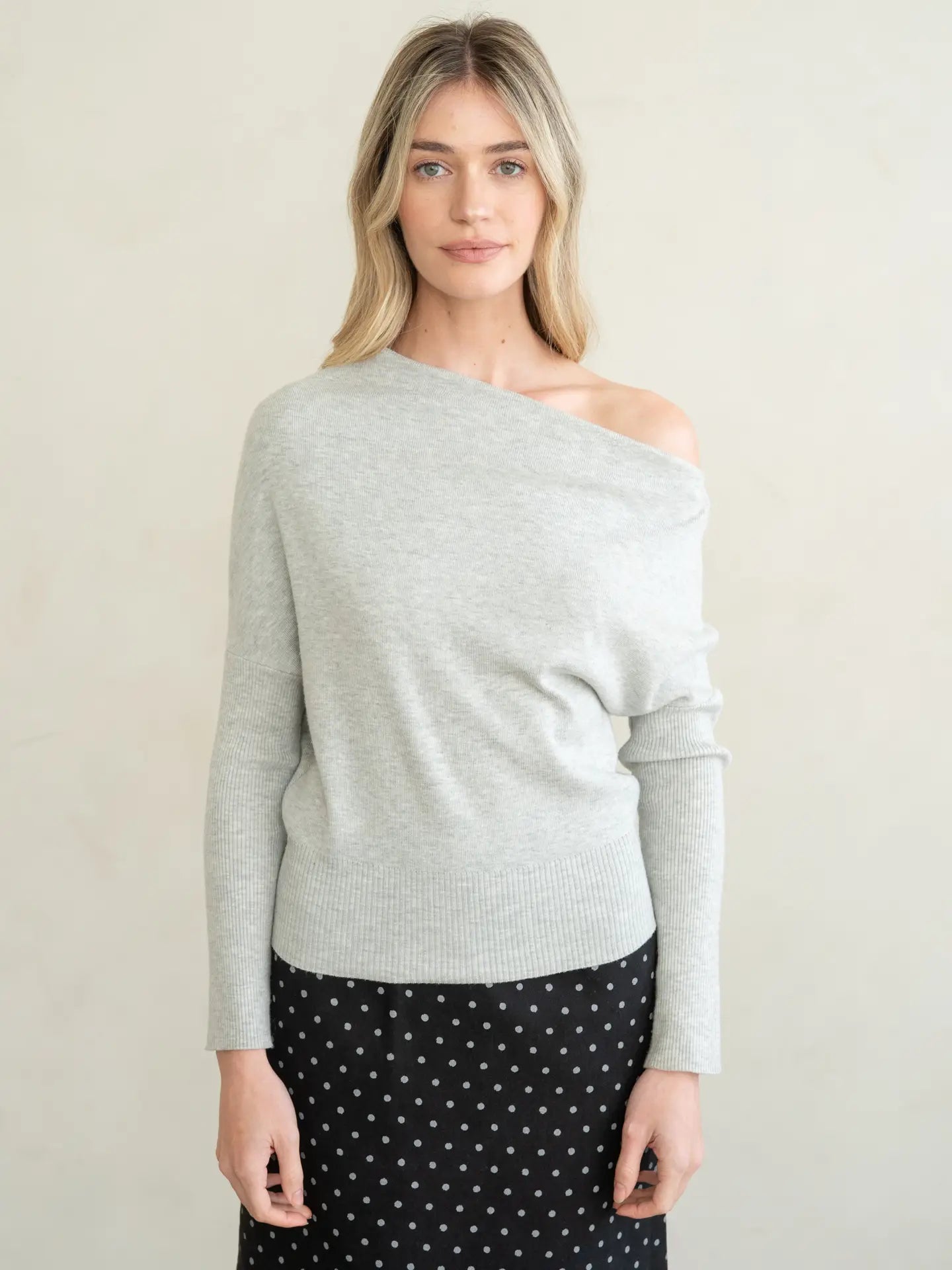 Asian Asymmetric Neck Knit Top