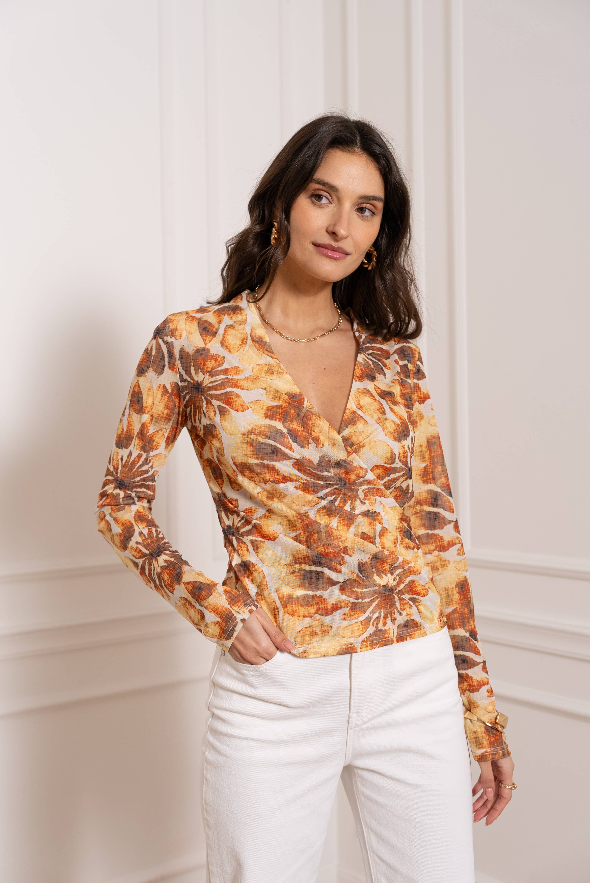 Solene Wrap Top Mesh