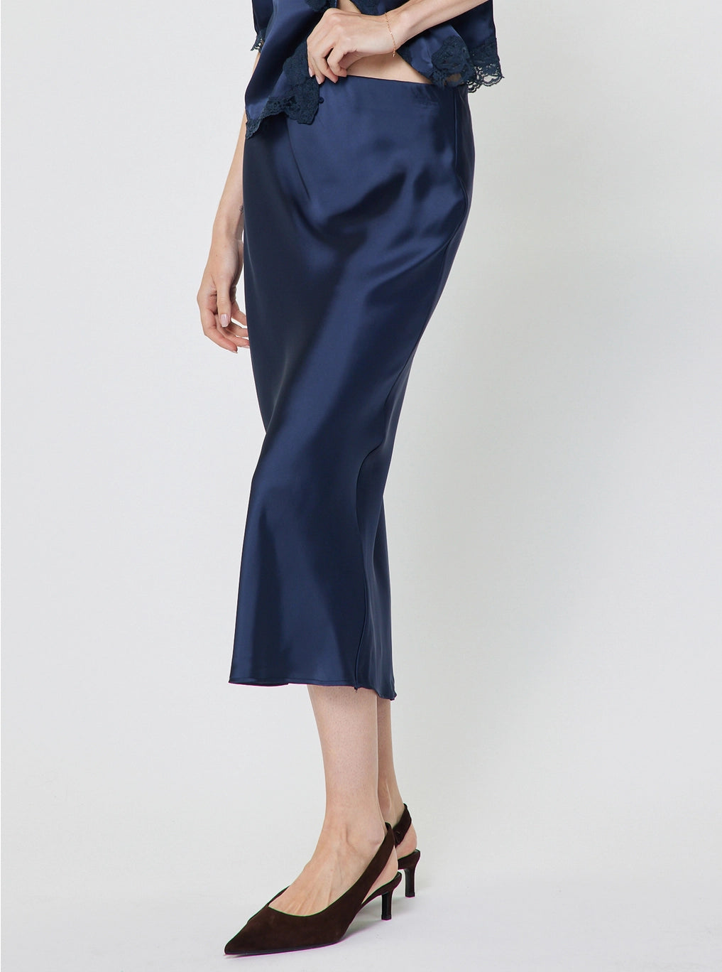 Nicki Satin Midi Skirt