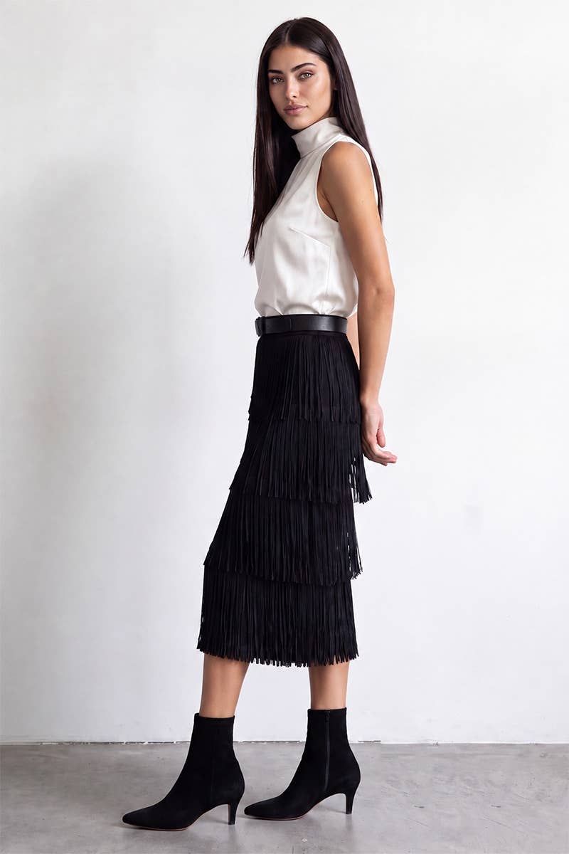 Paco Chic Tiered Fringe Skirt