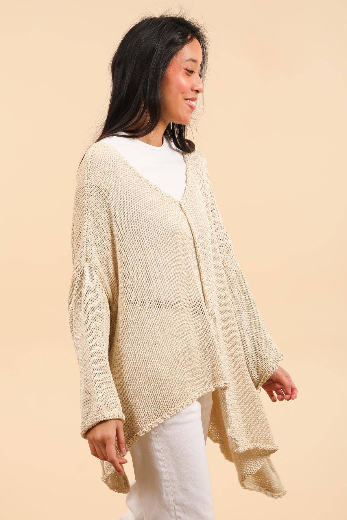 Frame Asymmetrical Cotton Knit Sweater