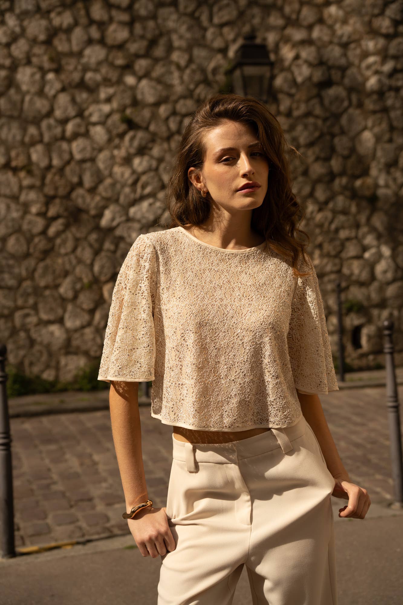 Meleni Sequin Lace Top