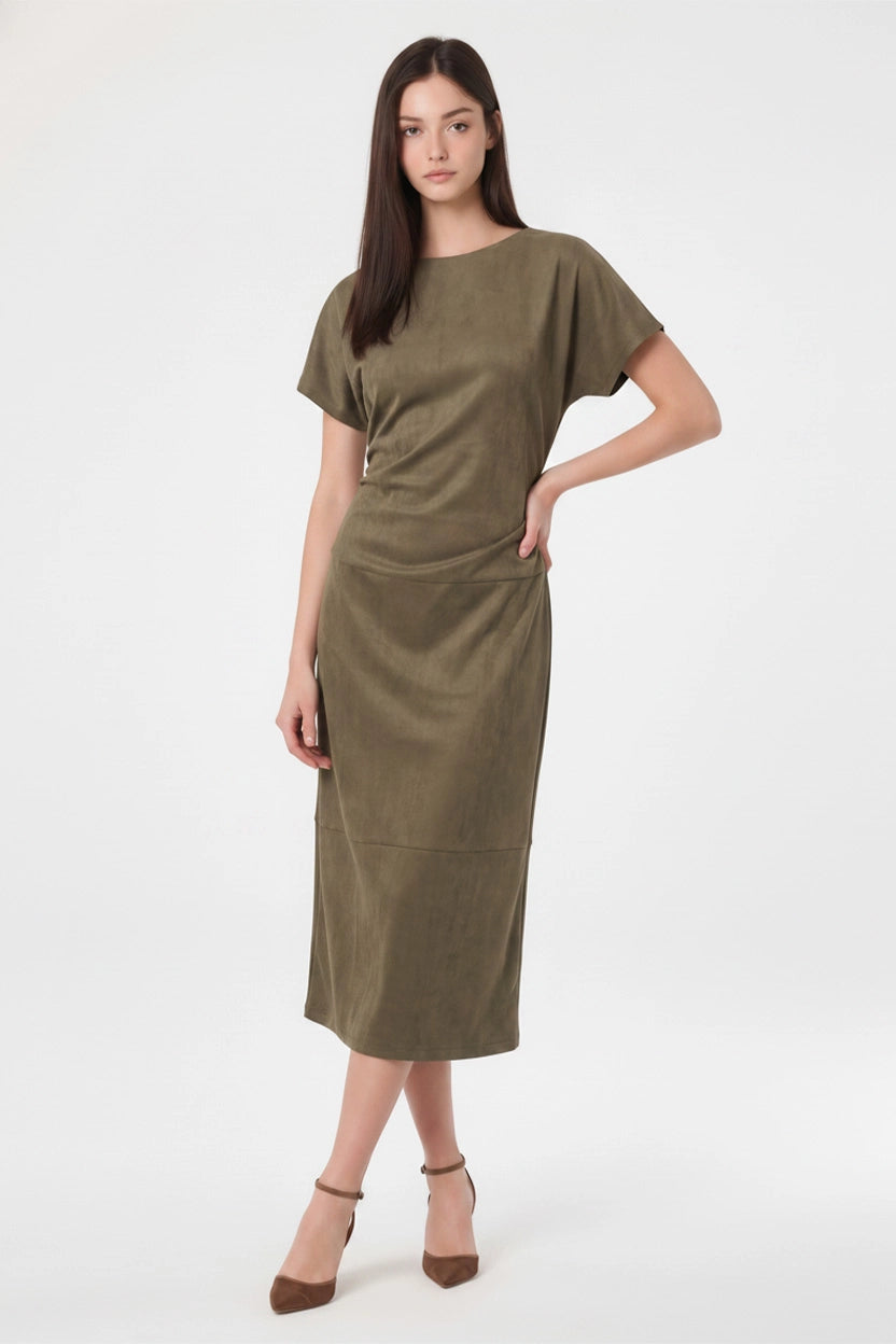 Faye Faux Suede Midi Dress