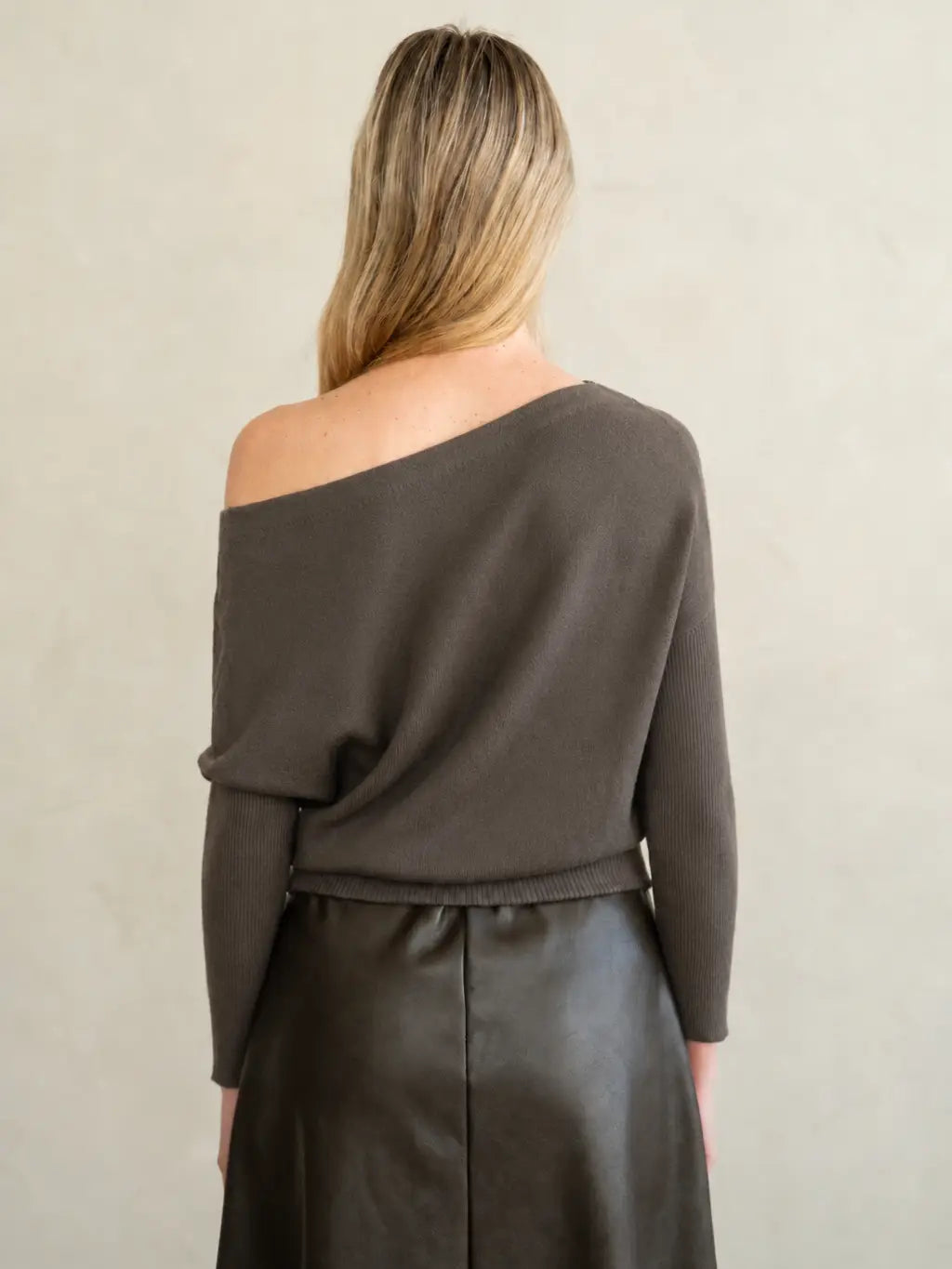 Asian Asymmetric Neck Knit Top