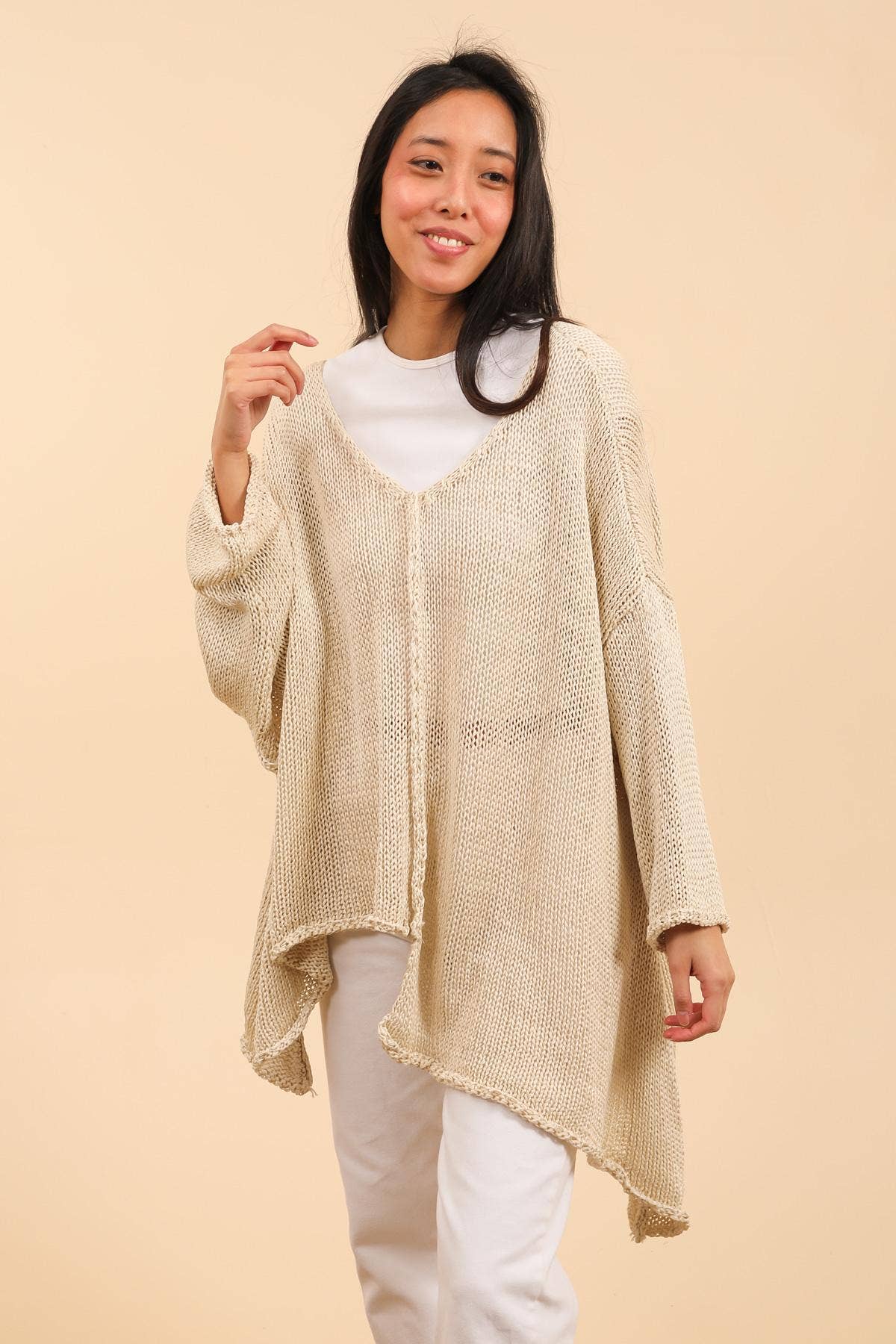 Frame Asymmetrical Cotton Knit Sweater