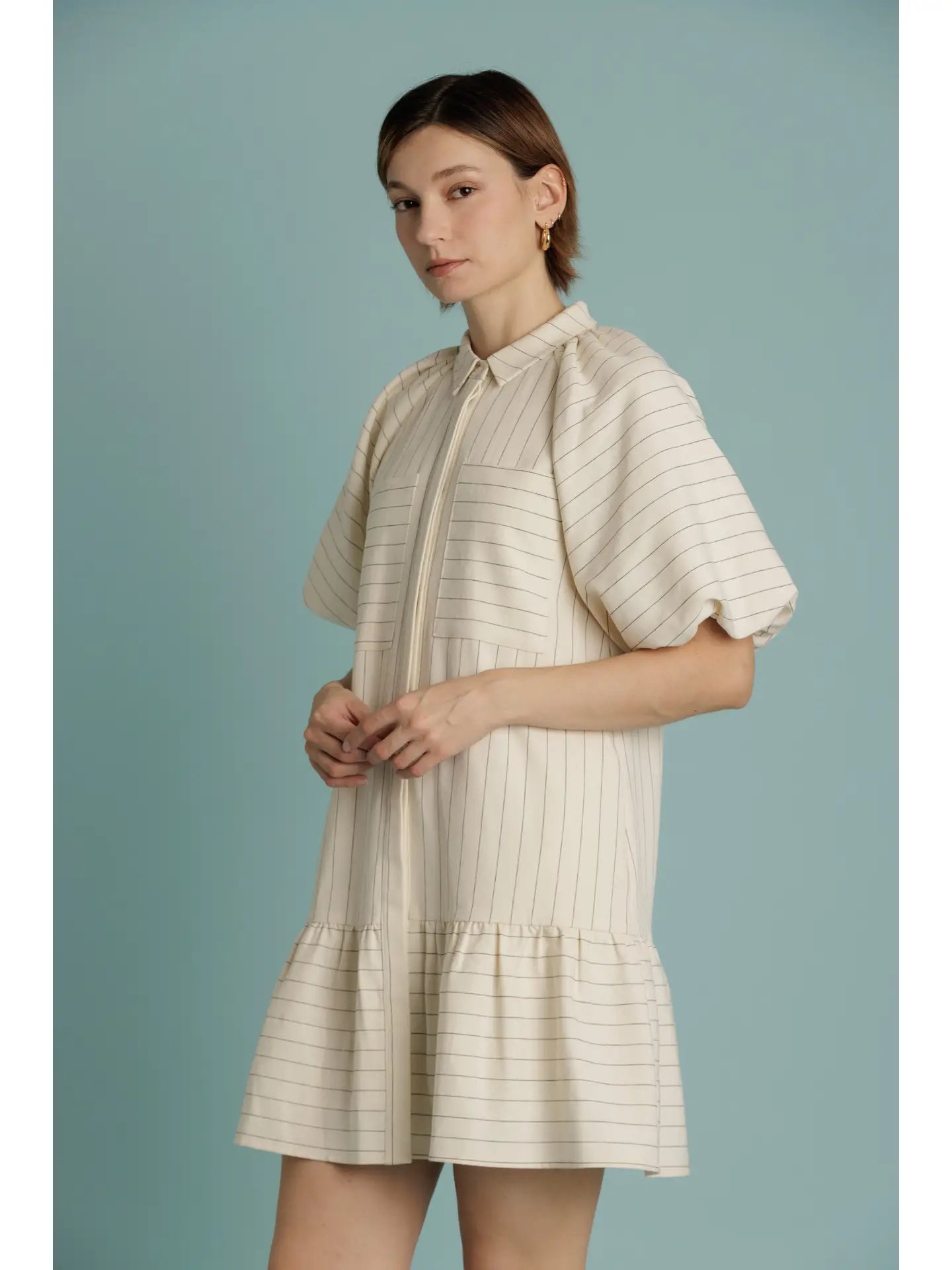 Bany Striped Drop Waist Mini Dress