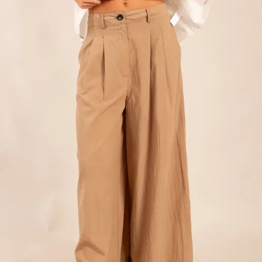 High-Waisted Wide Leg Pleated Pants