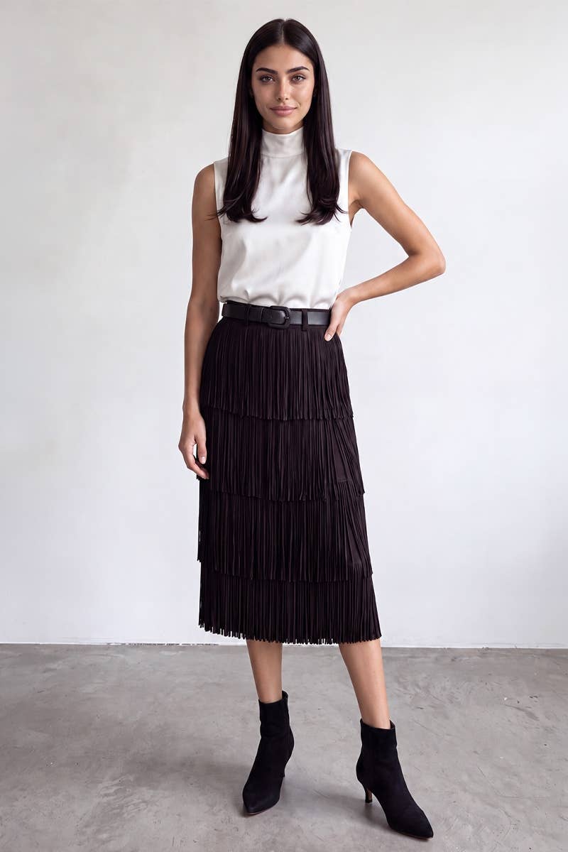 Paco Chic Tiered Fringe Skirt
