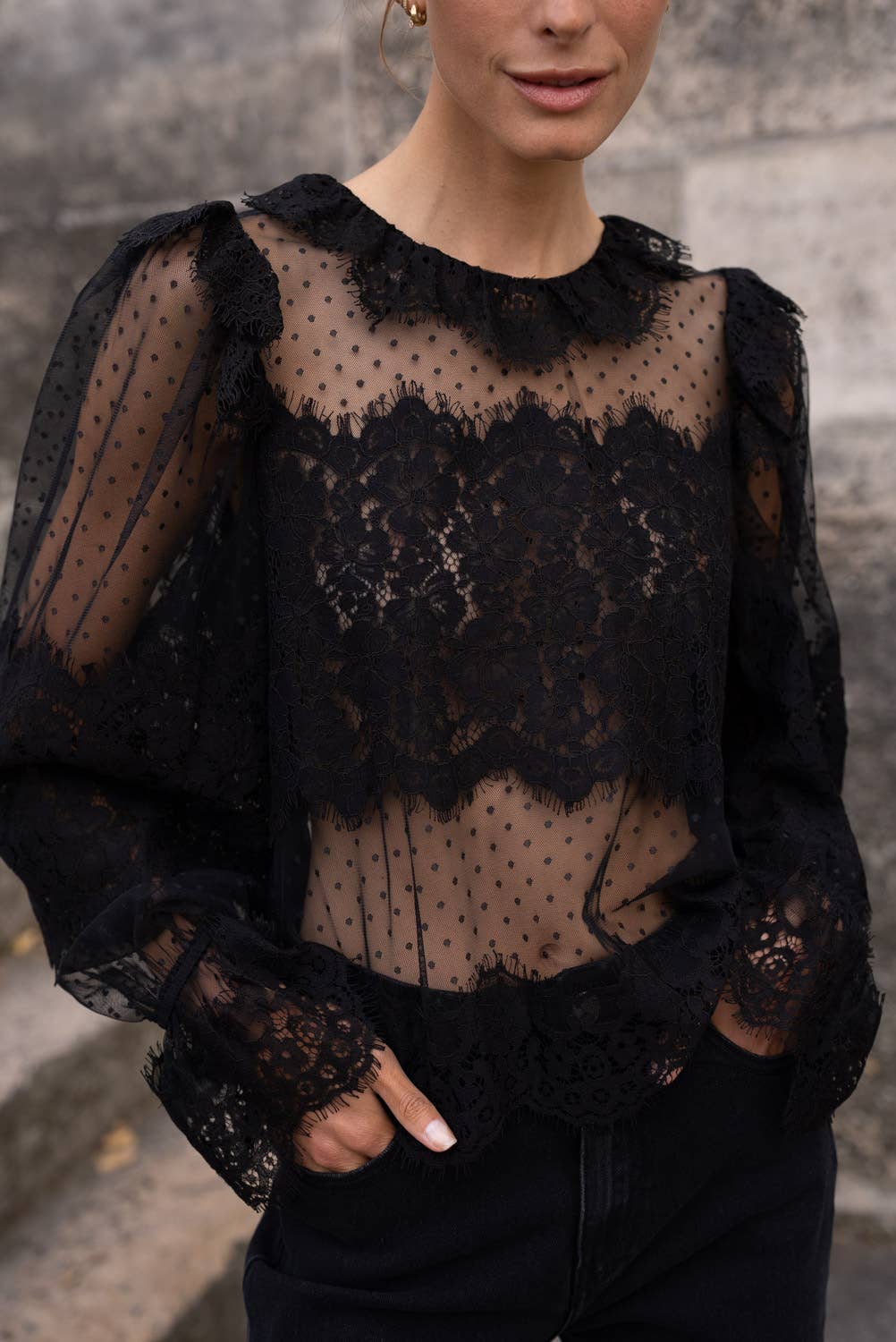 Victoire Blouse With Lace Collar