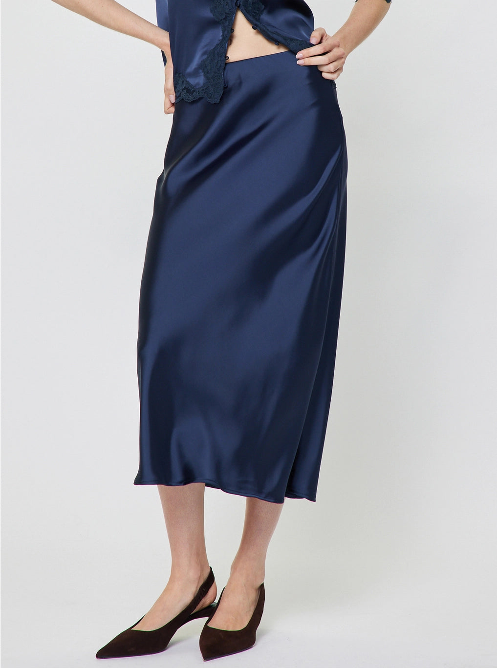 Nicki Satin Midi Skirt