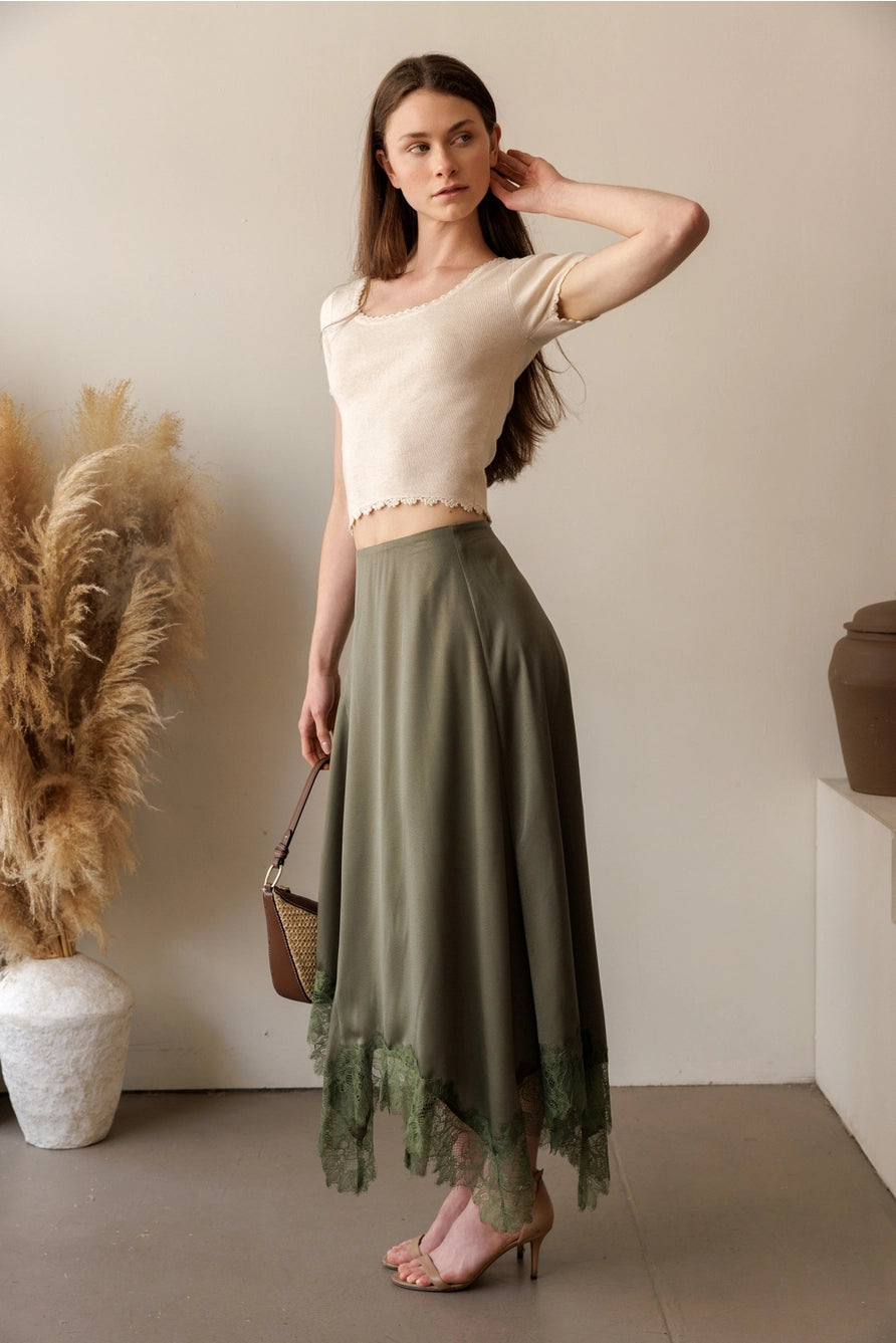 Anya Satin Lace Skirt