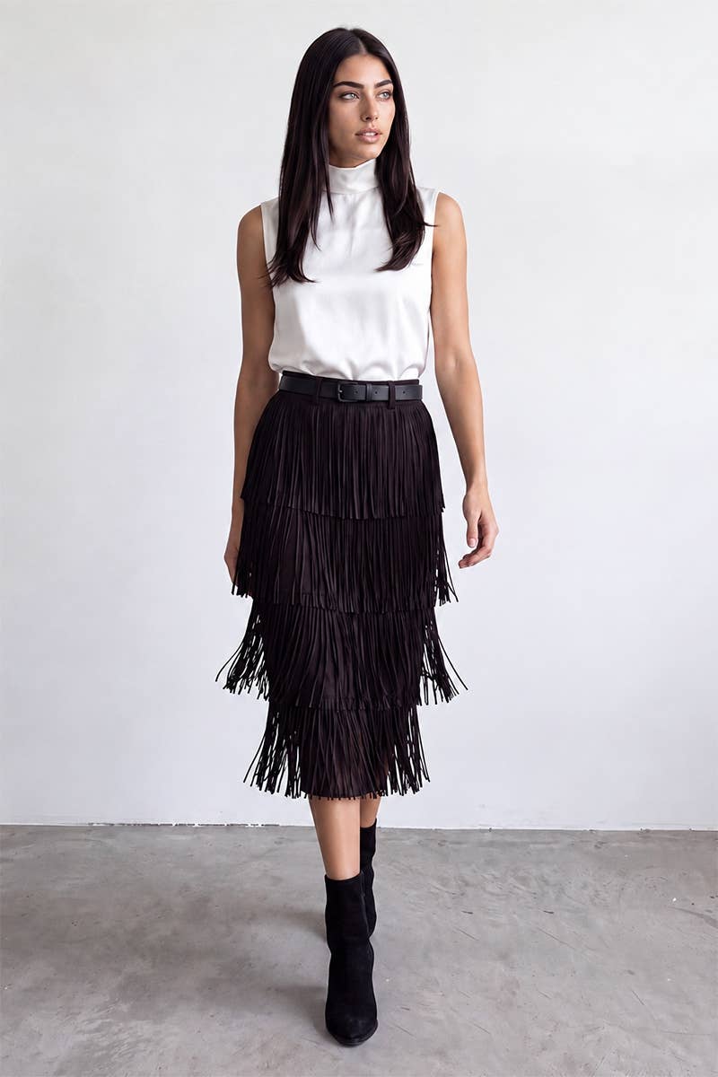 Paco Chic Tiered Fringe Skirt