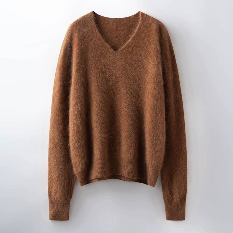 Cozy Brushed V-neck Sweater