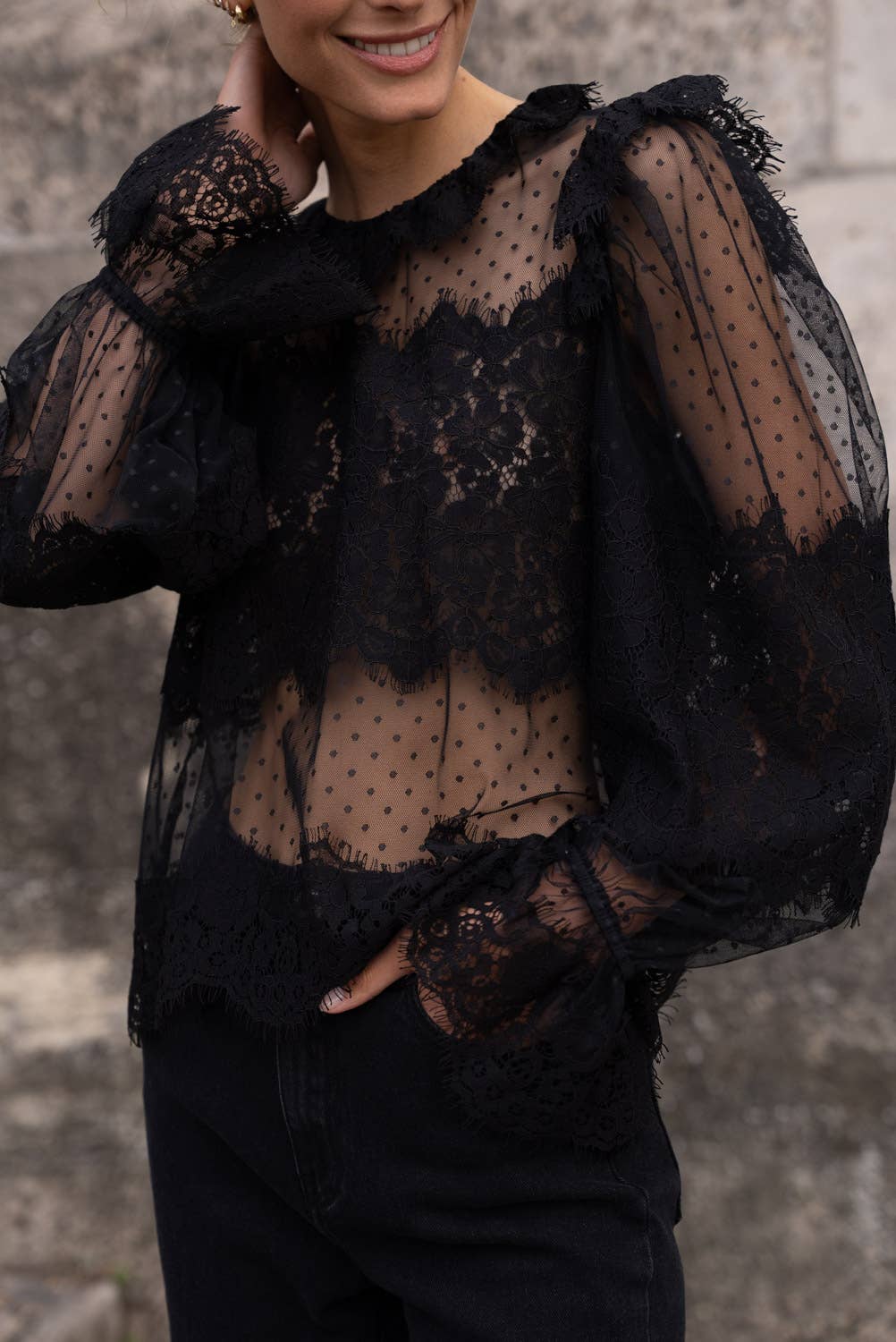 Victoire Blouse With Lace Collar
