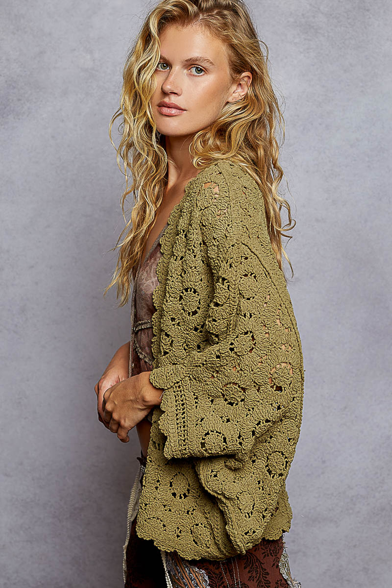 Crochet Chenille Cardigan