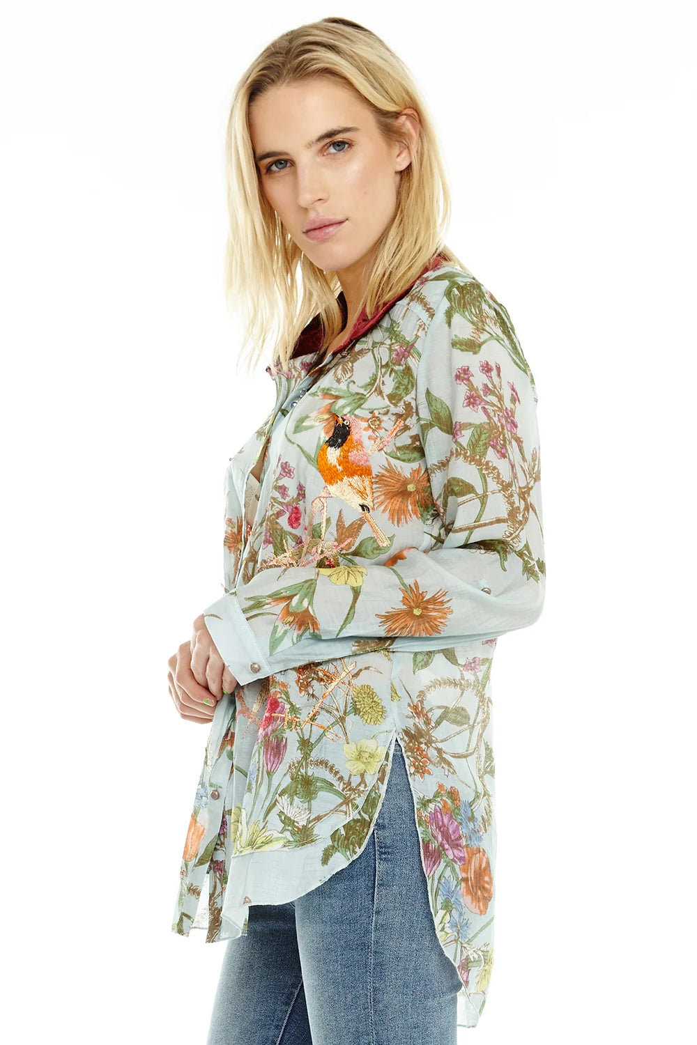 Lana Embroidered Shirt in Blue