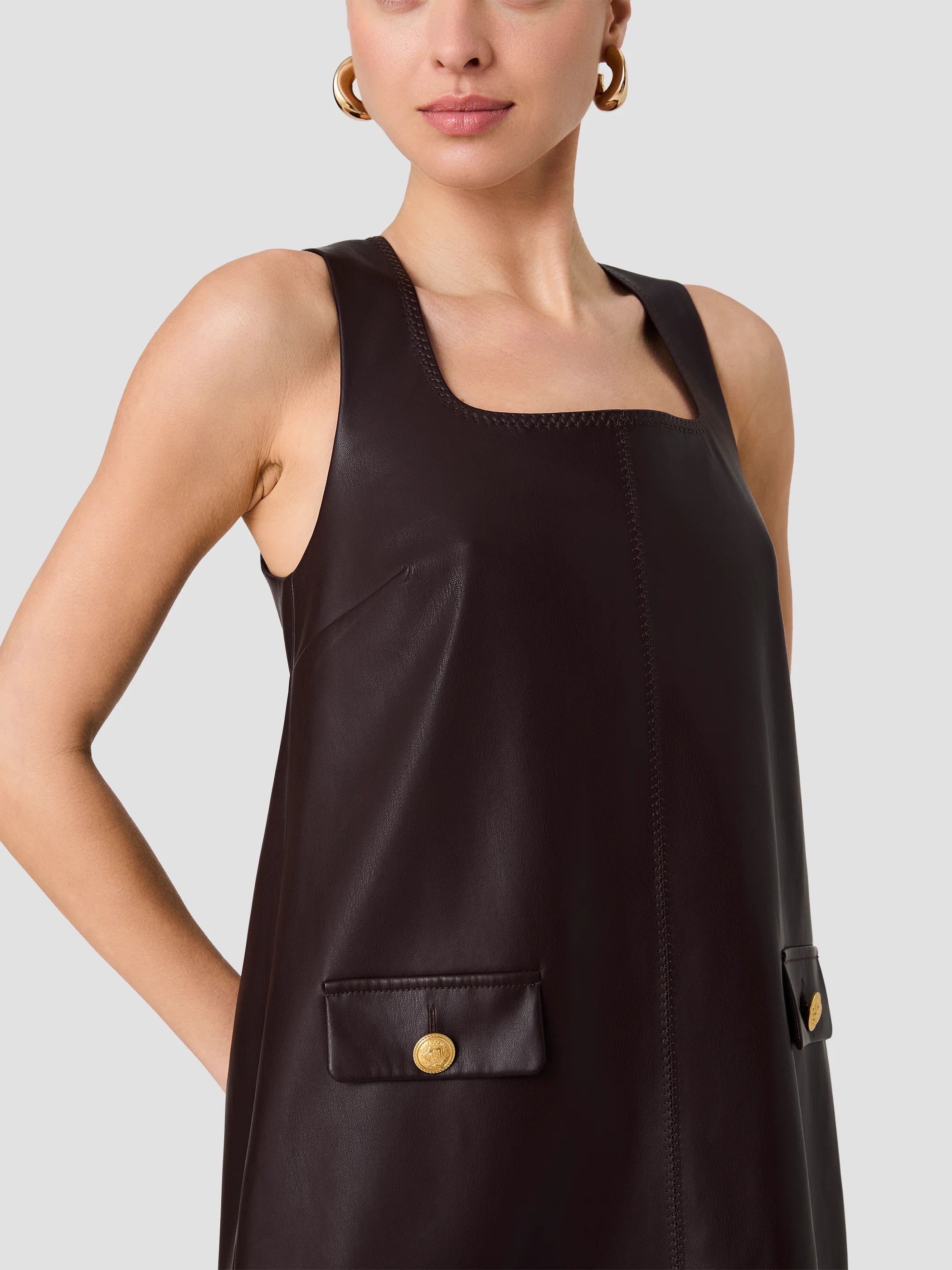 Madeline Faux Leather Shift Mini Dress