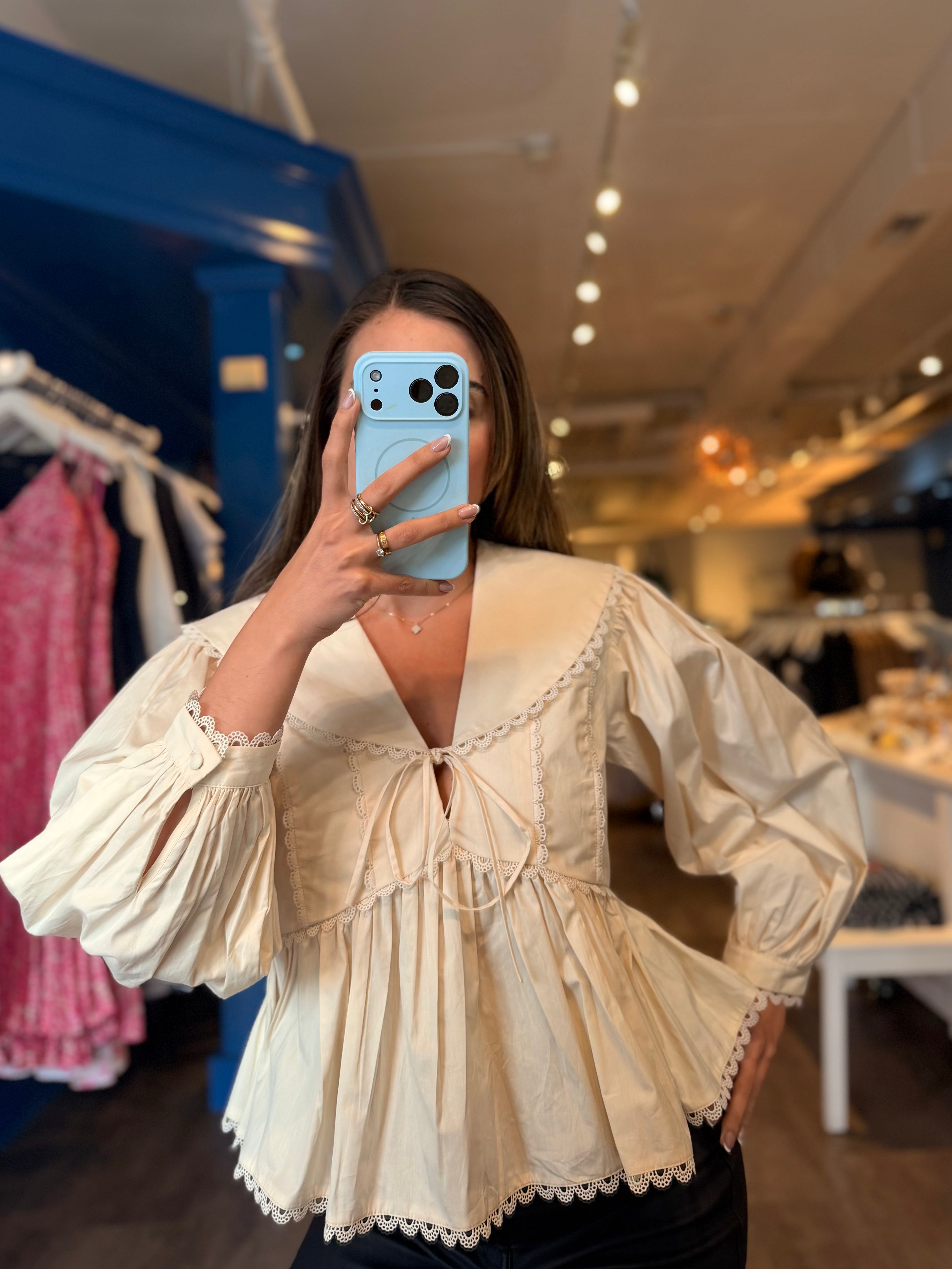 Lucine Lace Poplin Top