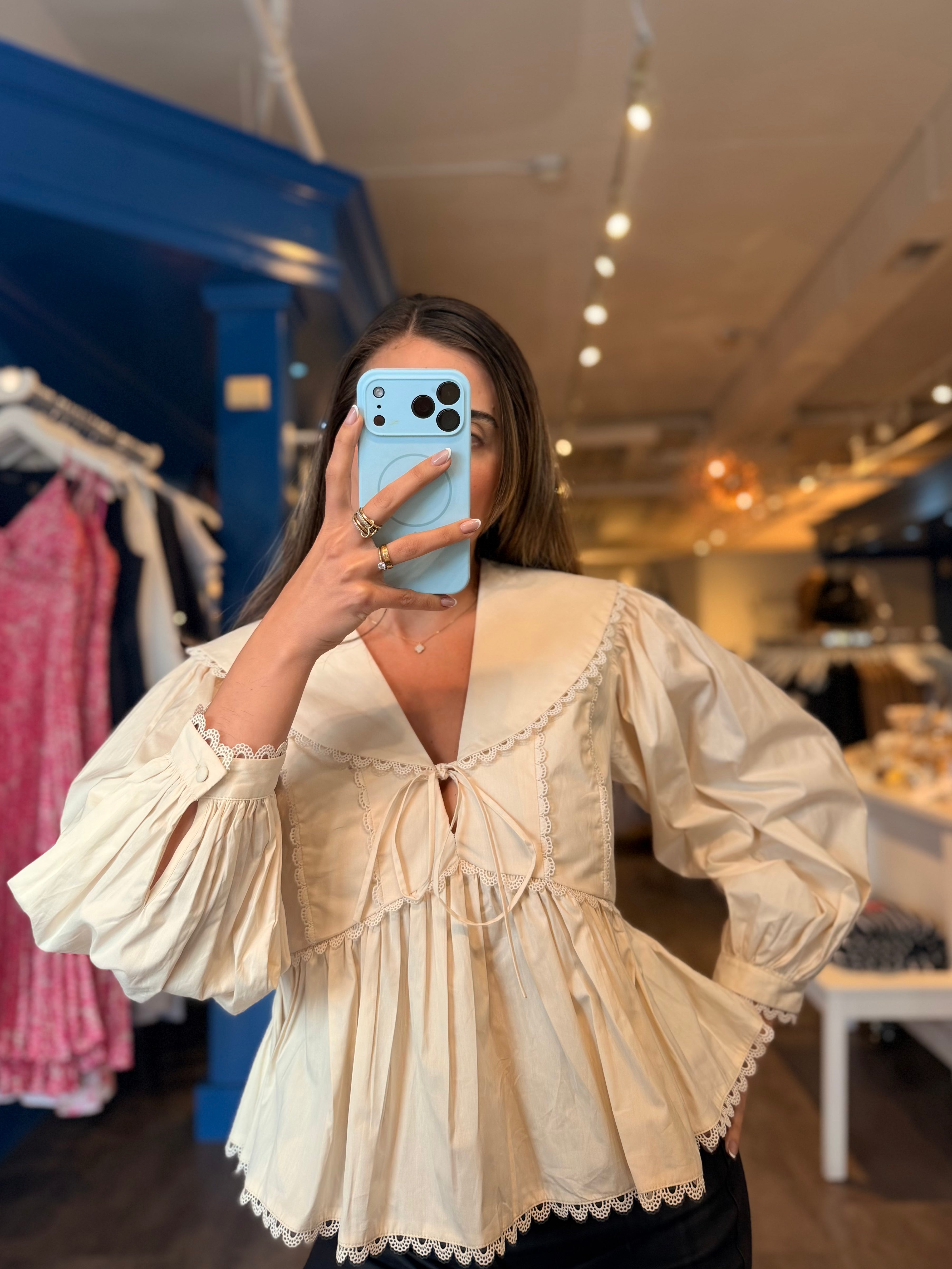 Lucine Lace Poplin Top